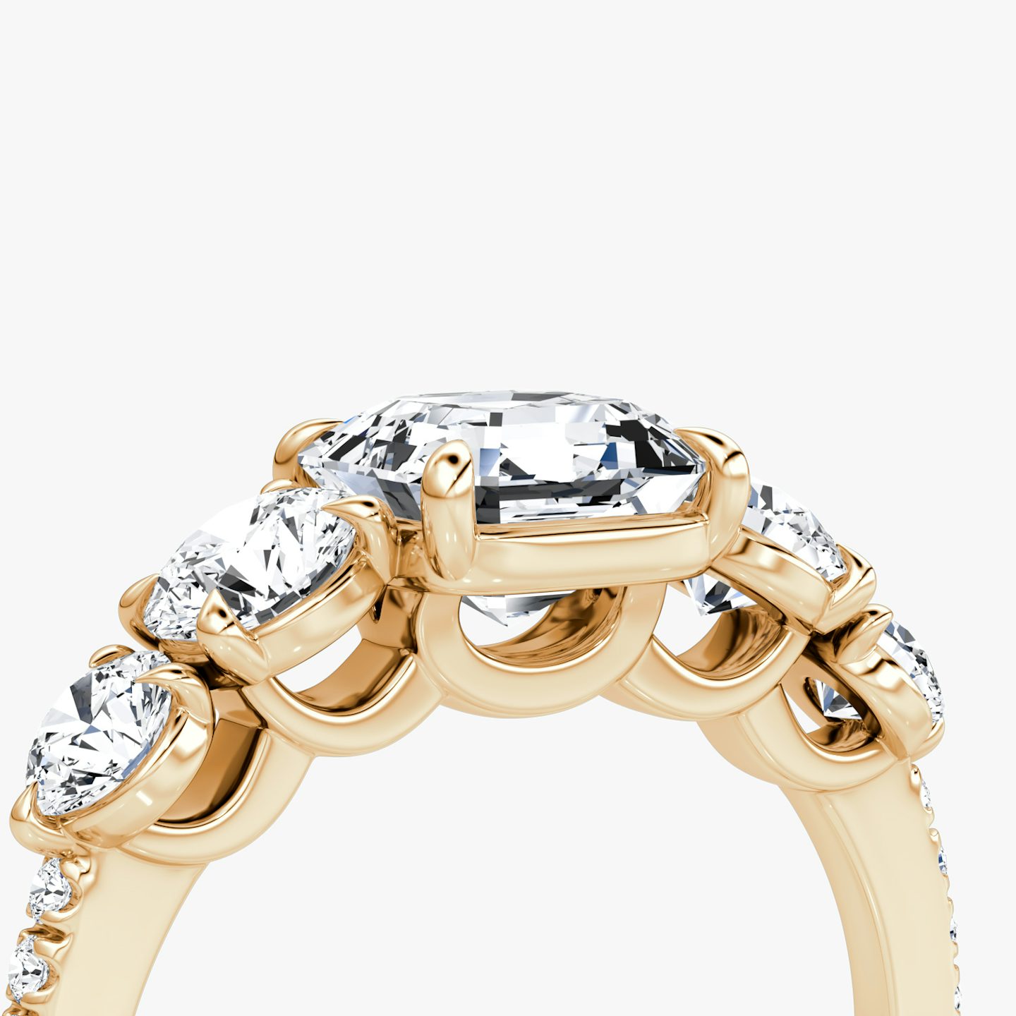 Signature Five Stone | Asscher | 14k | Roségold | bandAccent: Mit Pavé-Besatz | diamondOrientation: vertical | caratWeight: other