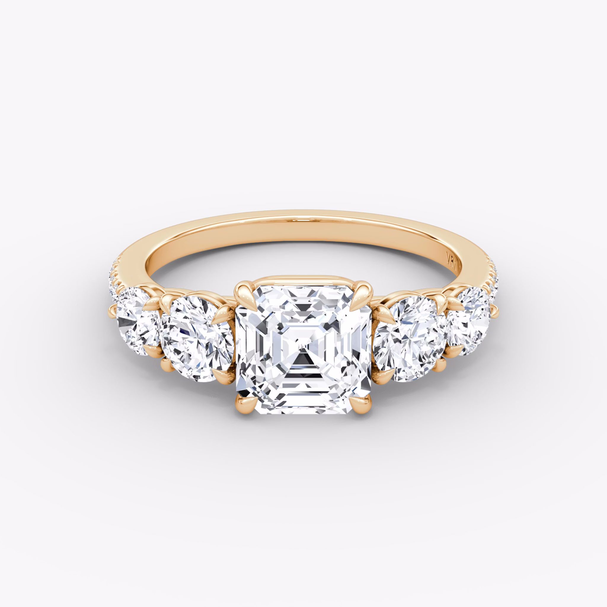 The Signature Five Stone | Asscher | 14k | Rose Gold | bandAccent: Pavé | diamondOrientation: vertical | caratWeight: other