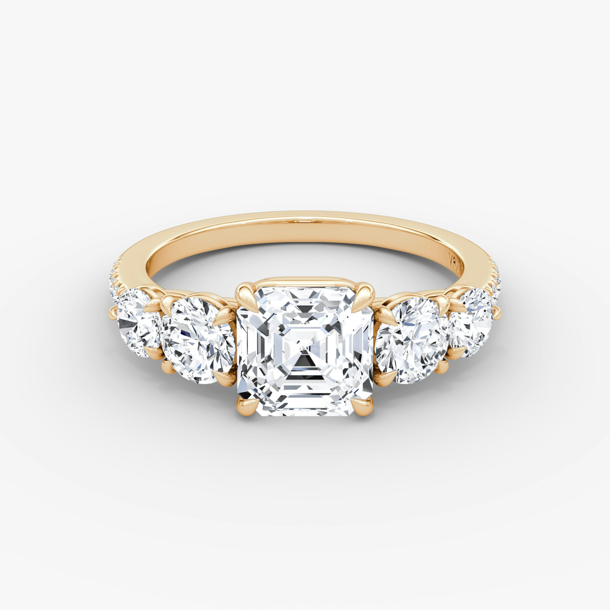 The Signature Five Stone | Asscher | 14k | Rose Gold | bandAccent: Pavé | diamondOrientation: vertical | caratWeight: other