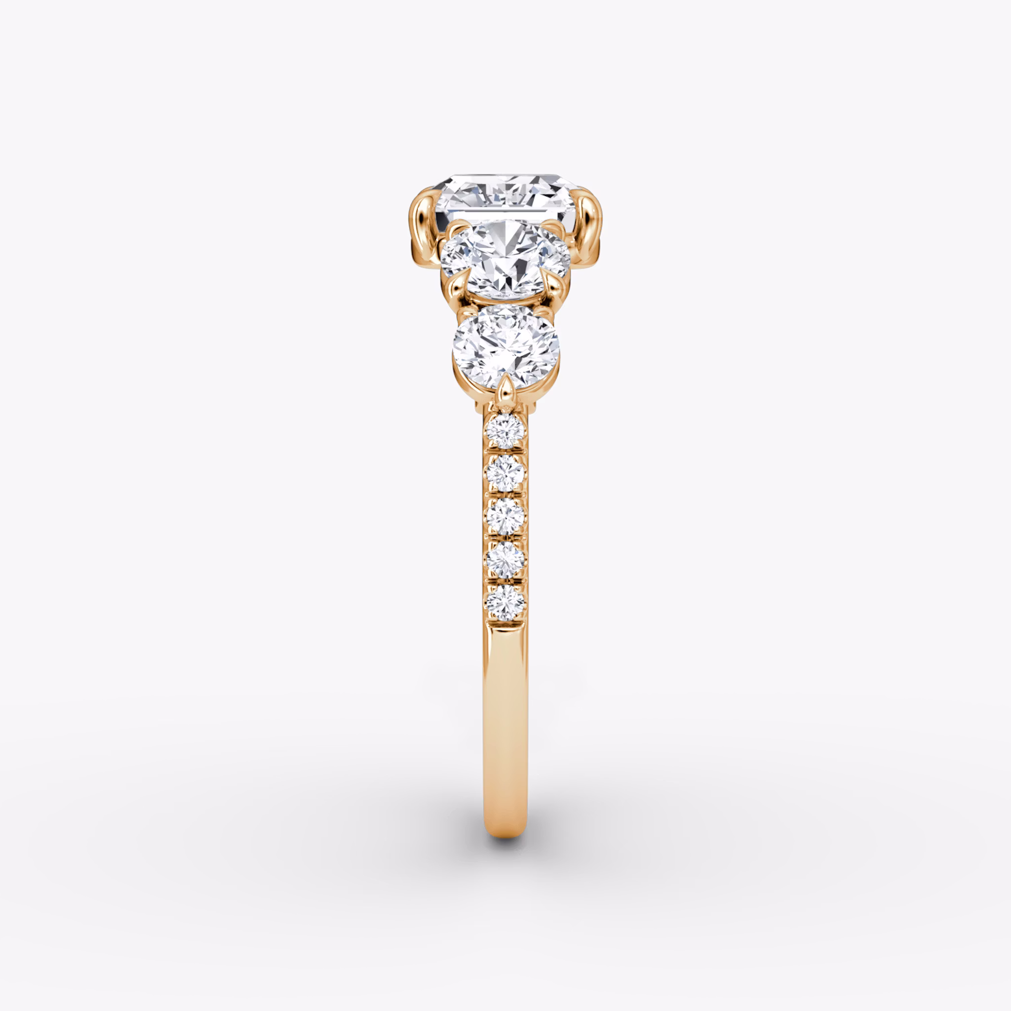 The Signature Five Stone | Asscher | 14k | Rose Gold | bandAccent: Pavé | diamondOrientation: vertical | caratWeight: other