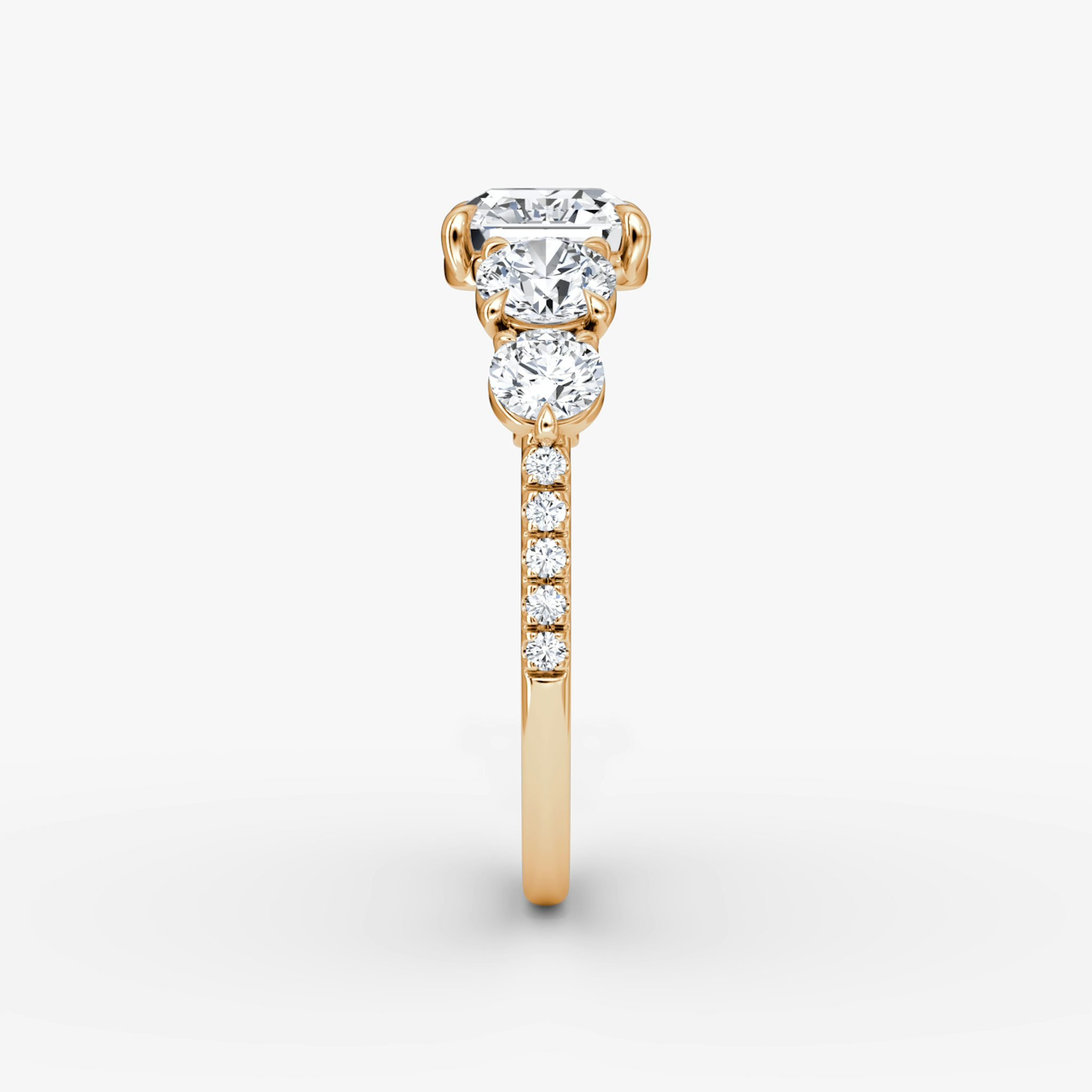 The Signature Five Stone | Asscher | 14k | Rose Gold | bandAccent: Pavé | diamondOrientation: vertical | caratWeight: other