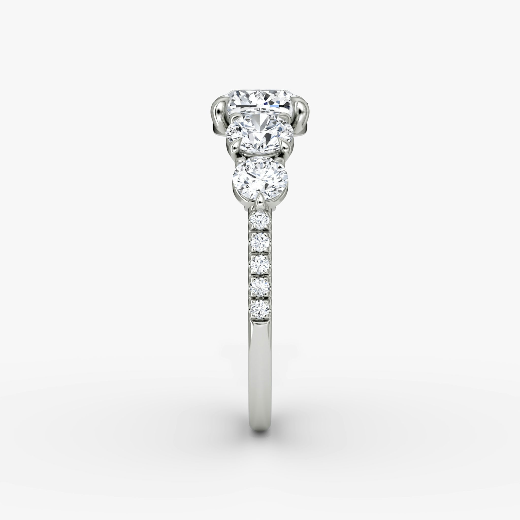 The Signature Five Stone | Cushion | 18k | White Gold | bandAccent: Pavé | diamondOrientation: vertical | caratWeight: other