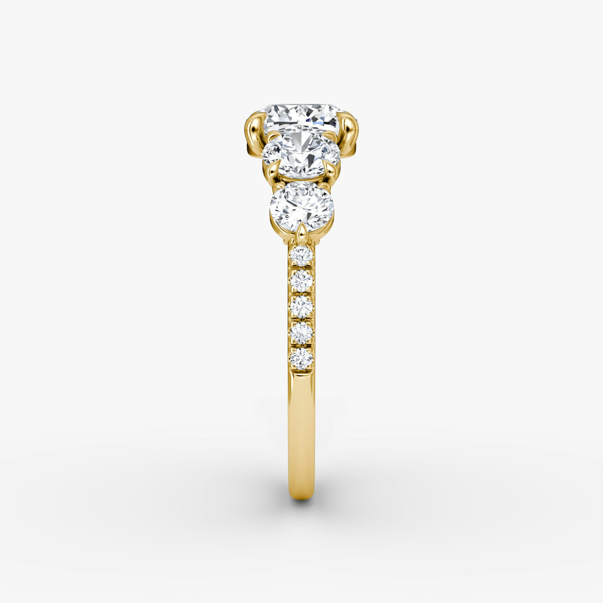 The Signature Five Stone | Cushion | 18k | Yellow Gold | bandAccent: Pavé | diamondOrientation: vertical | caratWeight: other