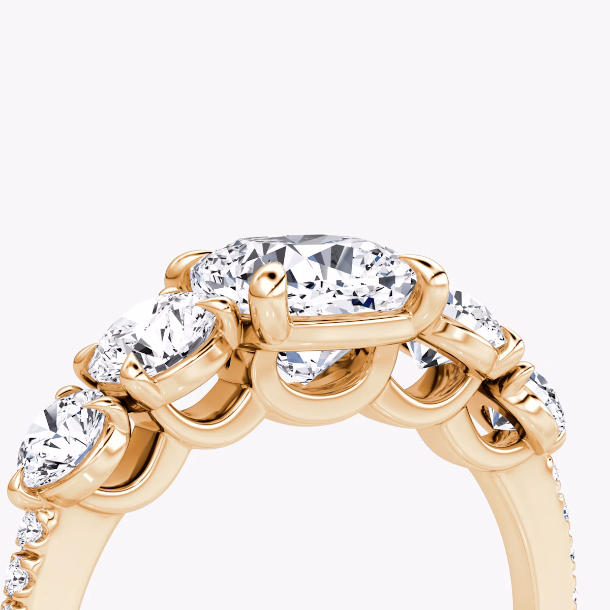The Signature Five Stone | Cushion | 14k | Rose Gold | bandAccent: Pavé | diamondOrientation: vertical | caratWeight: other