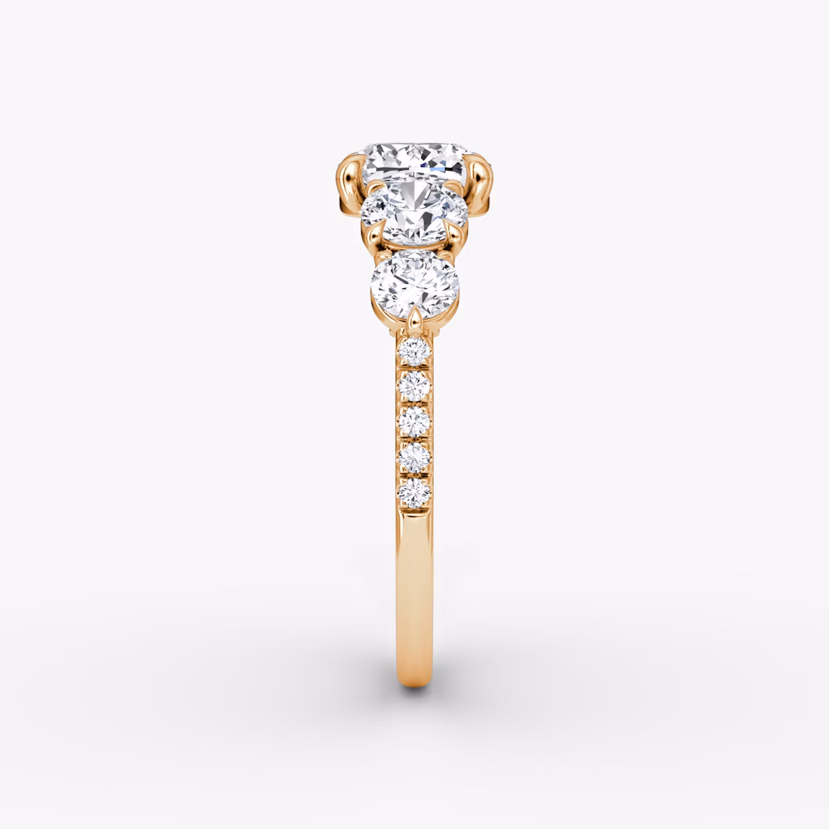 The Signature Five Stone | Cushion | 14k | Rose Gold | bandAccent: Pavé | diamondOrientation: vertical | caratWeight: other