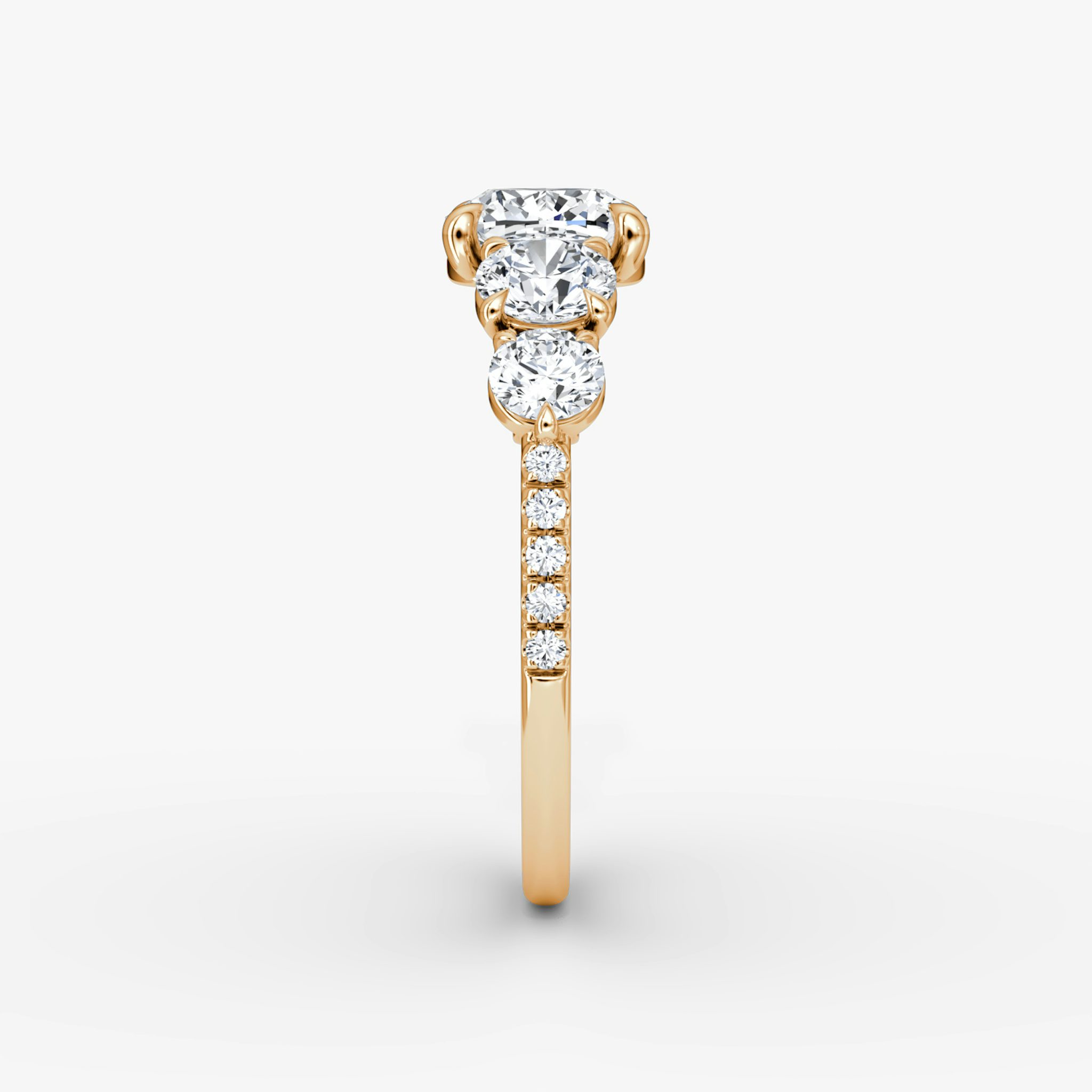 The Signature Five Stone | Cushion | 14k | Rose Gold | bandAccent: Pavé | diamondOrientation: vertical | caratWeight: other