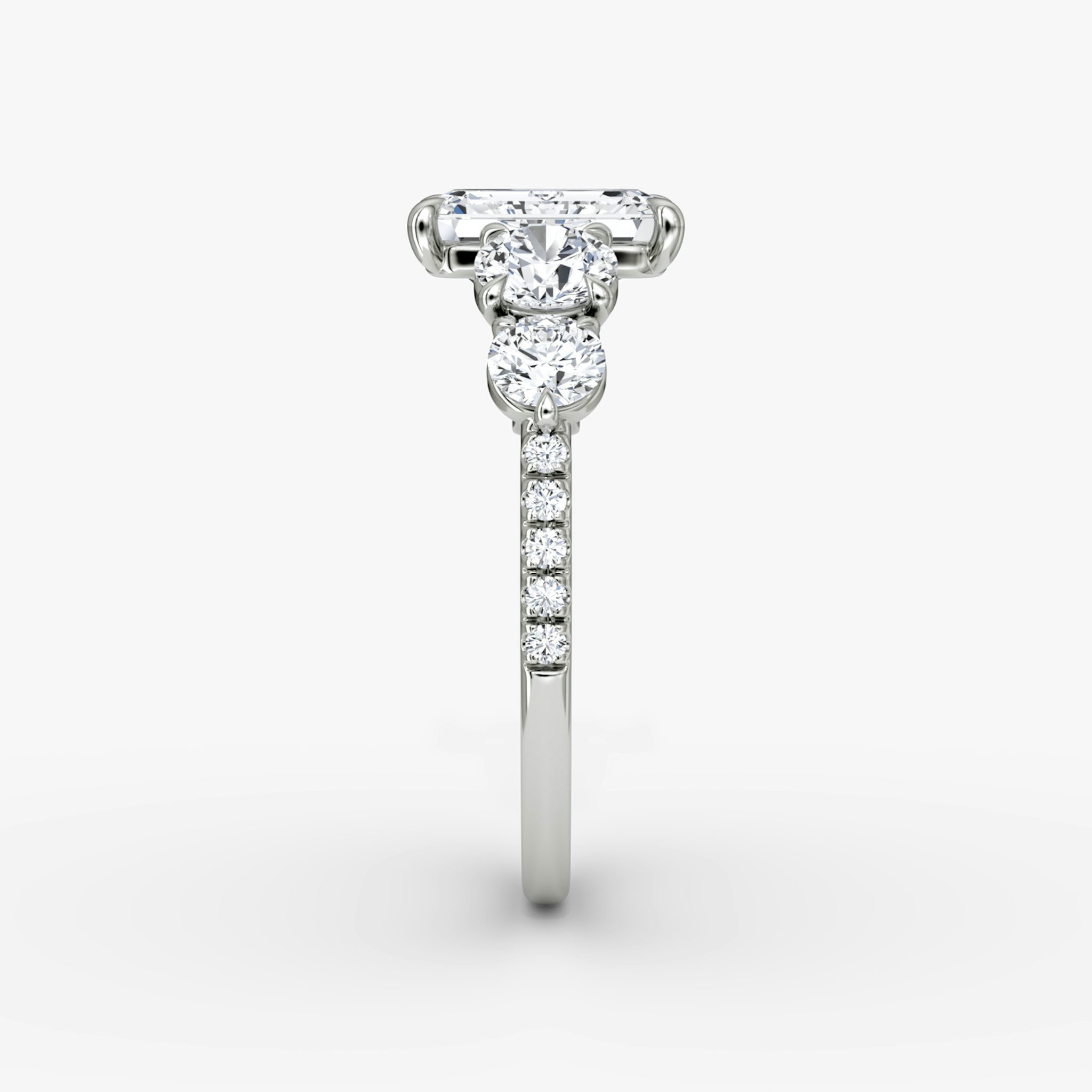 The Signature Five Stone | Emerald | 18k | White Gold | bandAccent: Pavé | diamondOrientation: vertical | caratWeight: other