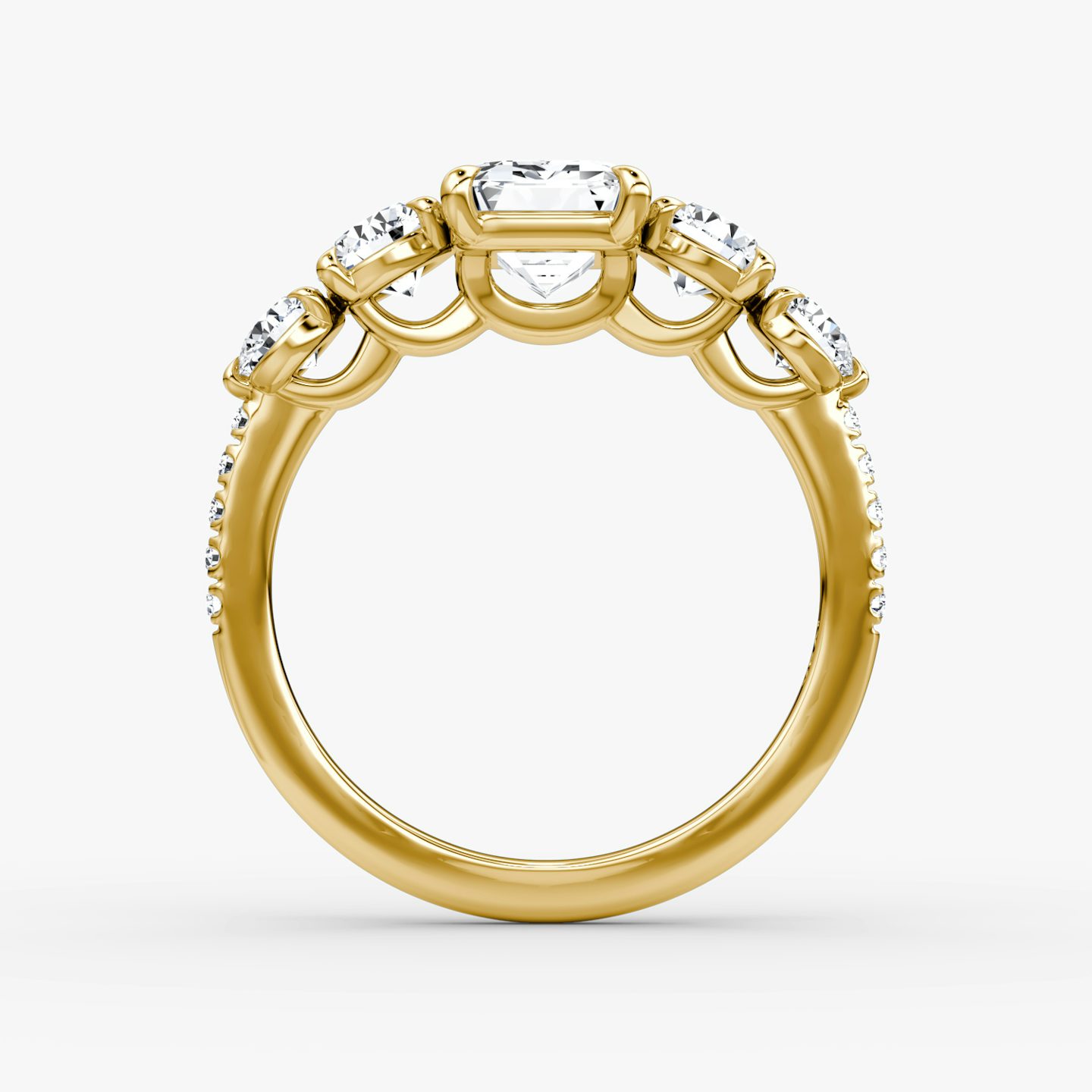 The Signature Five Stone | Emerald | 18k | Yellow Gold | bandAccent: Pavé | diamondOrientation: vertical | caratWeight: other