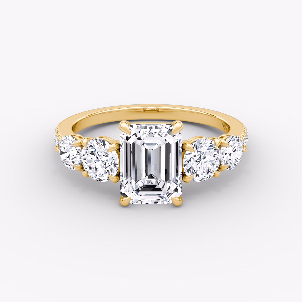 The Signature Five Stone | Emerald | 18k | Yellow Gold | bandAccent: Pavé | diamondOrientation: vertical | caratWeight: other