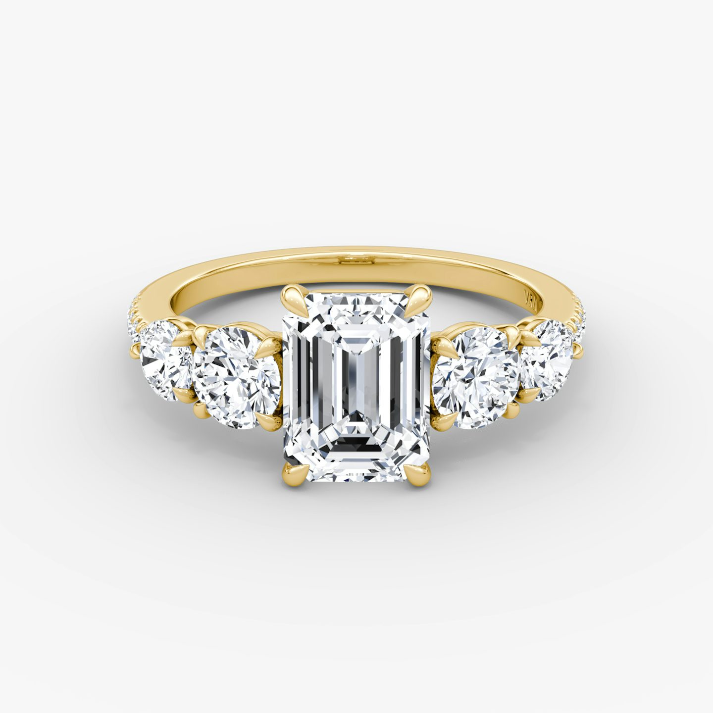 The Signature Five Stone | Emerald | 18k | Yellow Gold | bandAccent: Pavé | diamondOrientation: vertical | caratWeight: other