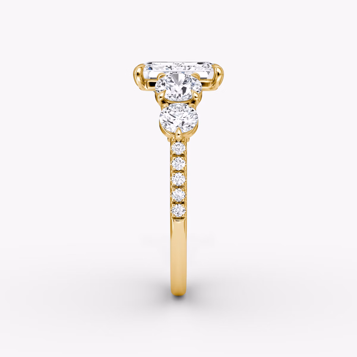 The Signature Five Stone | Emerald | 18k | Yellow Gold | bandAccent: Pavé | diamondOrientation: vertical | caratWeight: other