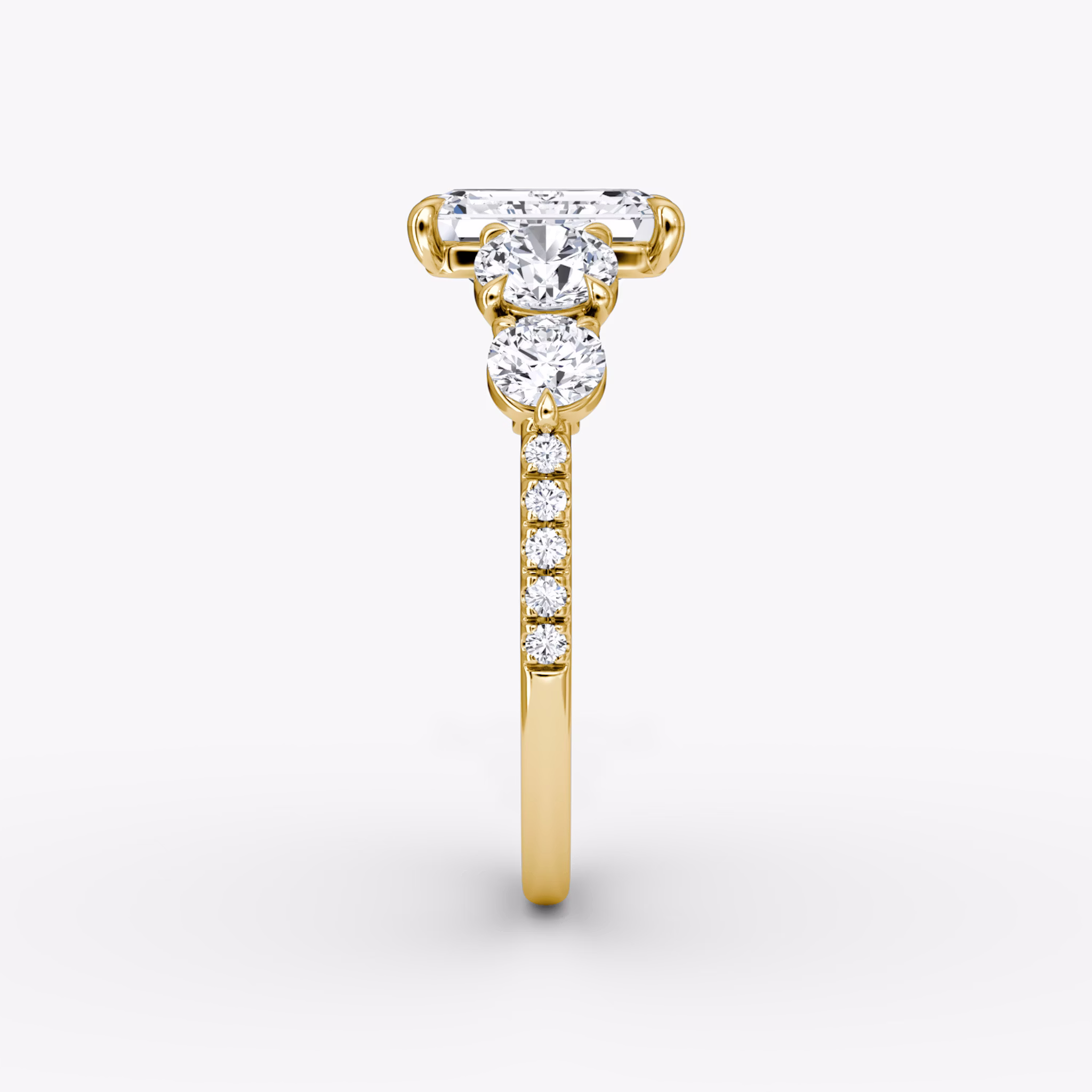 The Signature Five Stone | Emerald | 18k | Yellow Gold | bandAccent: Pavé | diamondOrientation: vertical | caratWeight: other