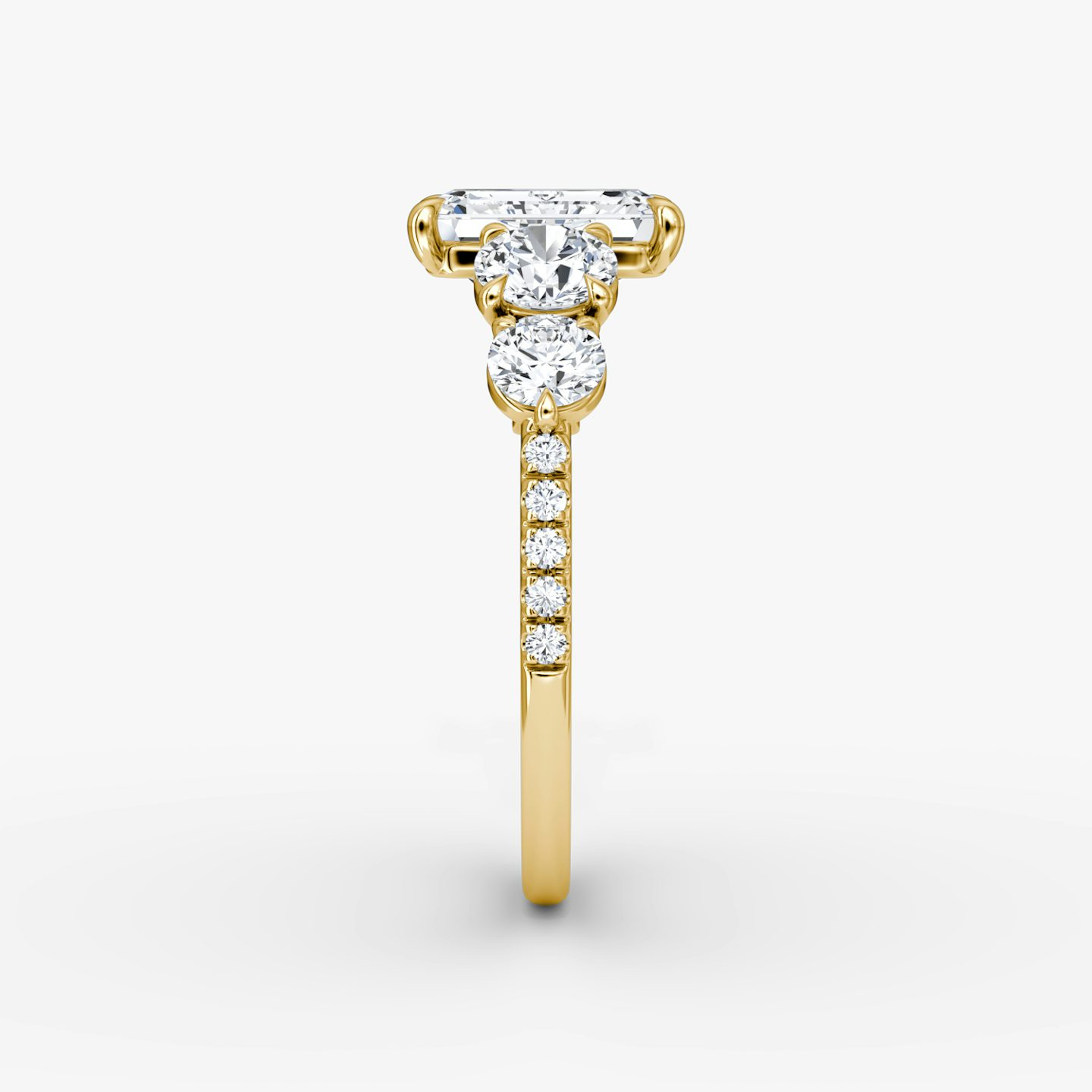 The Signature Five Stone | Emerald | 18k | Yellow Gold | bandAccent: Pavé | diamondOrientation: vertical | caratWeight: other