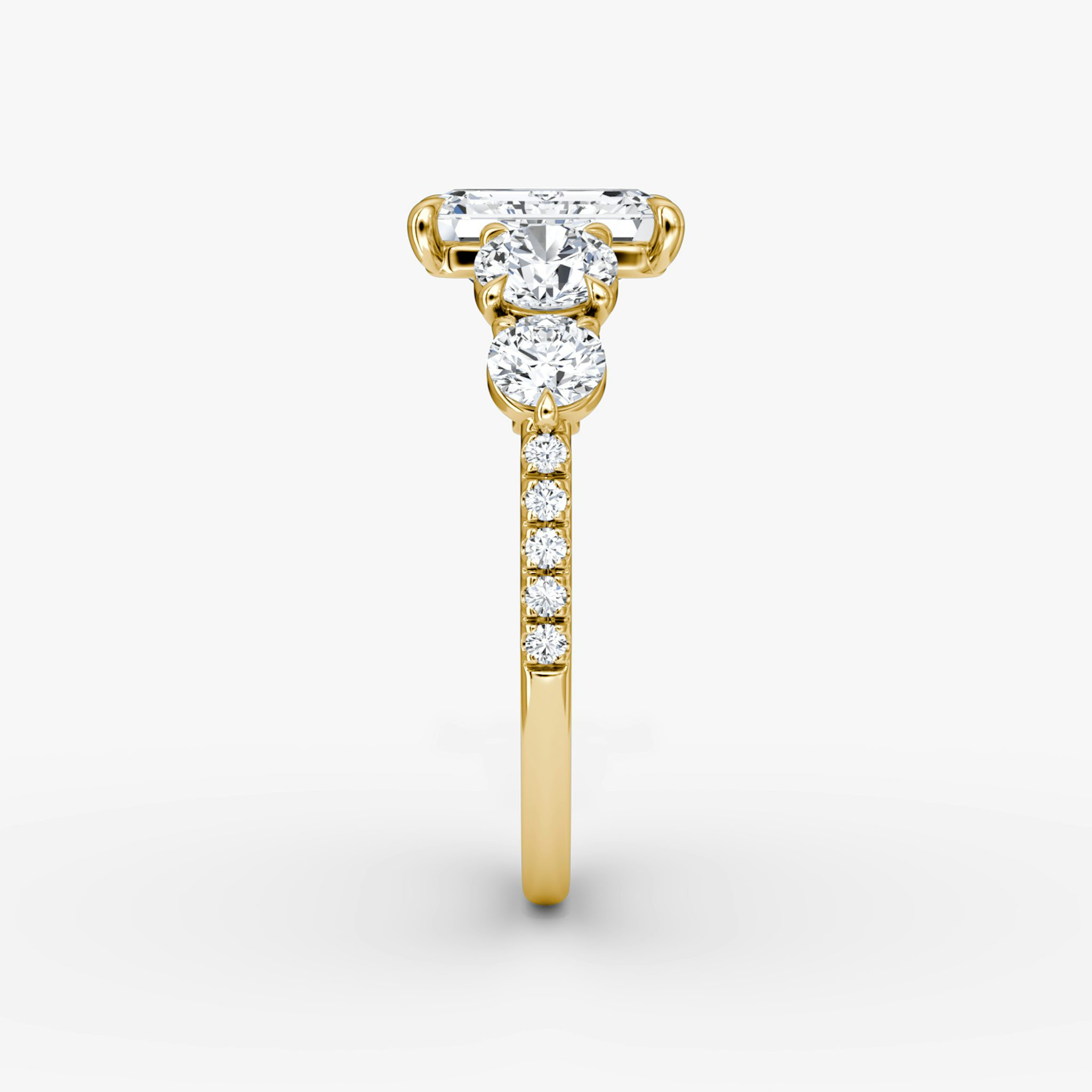 The Signature Five Stone | Emerald | 18k | Yellow Gold | bandAccent: Pavé | diamondOrientation: vertical | caratWeight: other