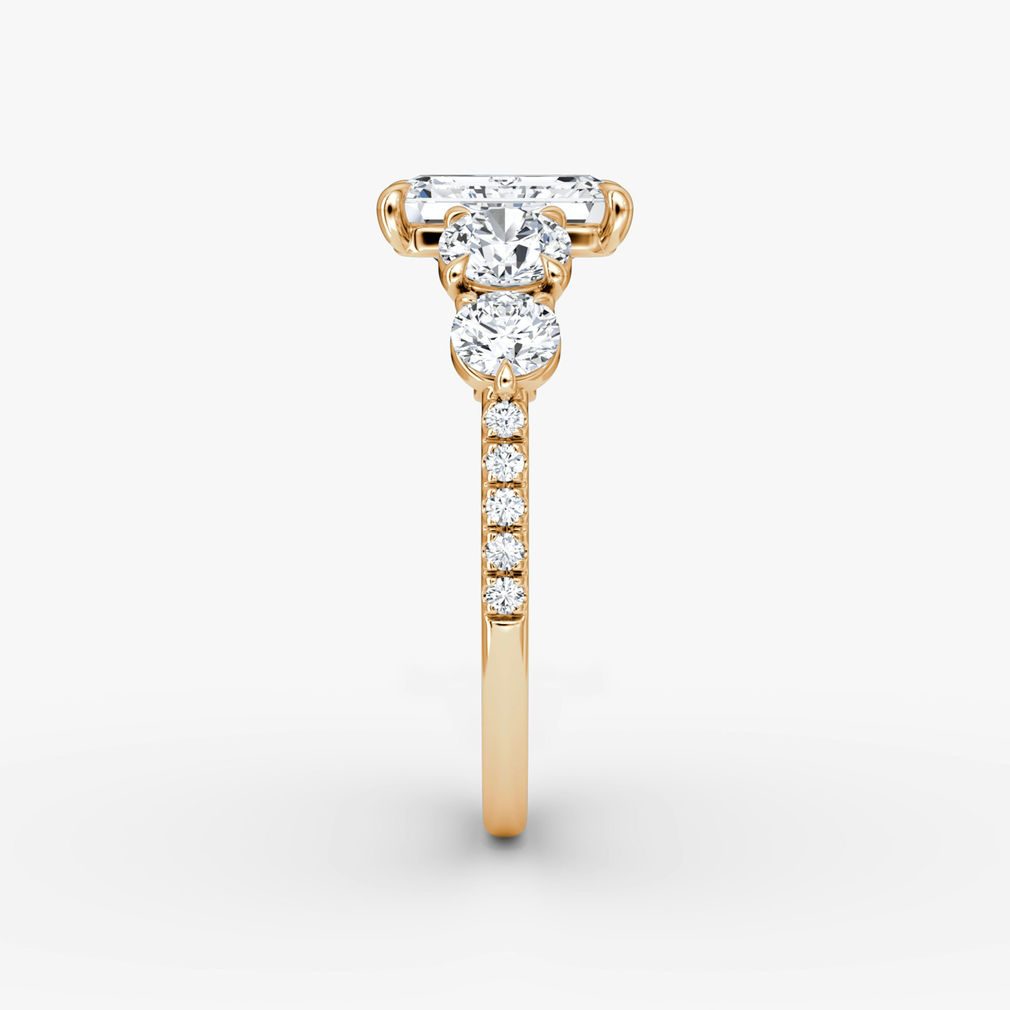 The Signature Five Stone | Emerald | 14k | Rose Gold | bandAccent: Pavé | diamondOrientation: vertical | caratWeight: other