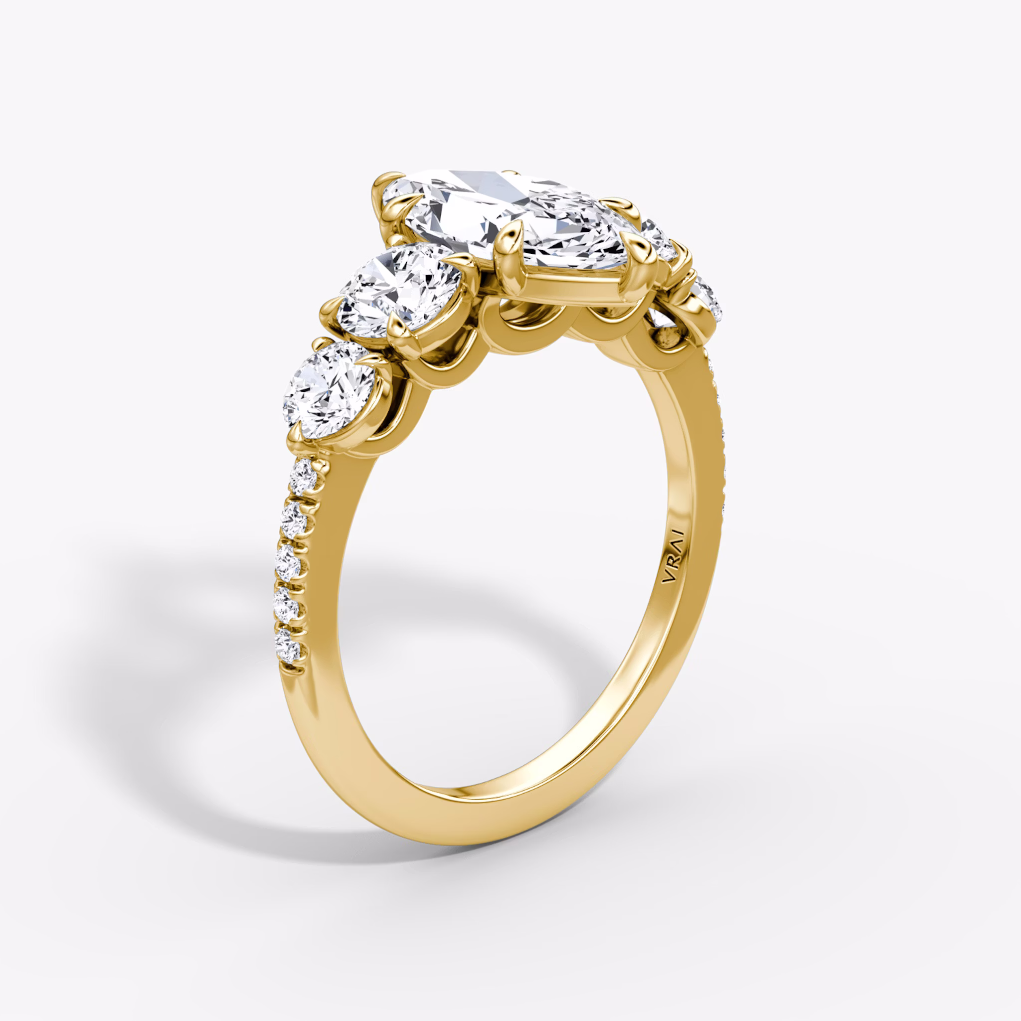 The Signature Five Stone | Marquise | 18k | Yellow Gold | bandAccent: Pavé | diamondOrientation: vertical | caratWeight: other
