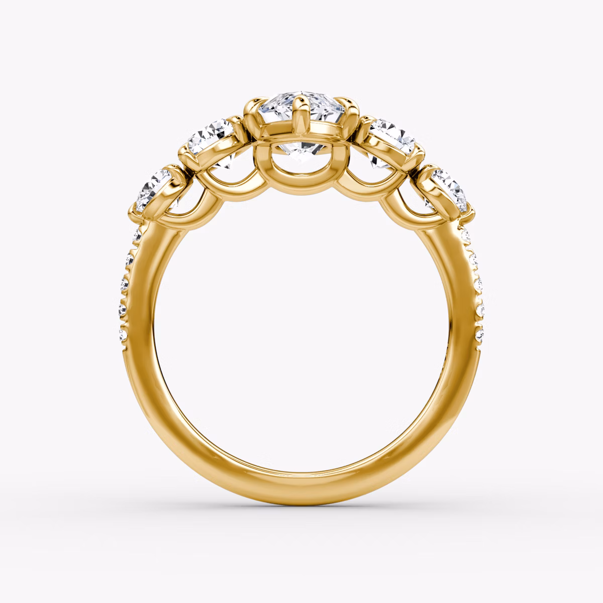 The Signature Five Stone | Marquise | 18k | Yellow Gold | bandAccent: Pavé | diamondOrientation: vertical | caratWeight: other