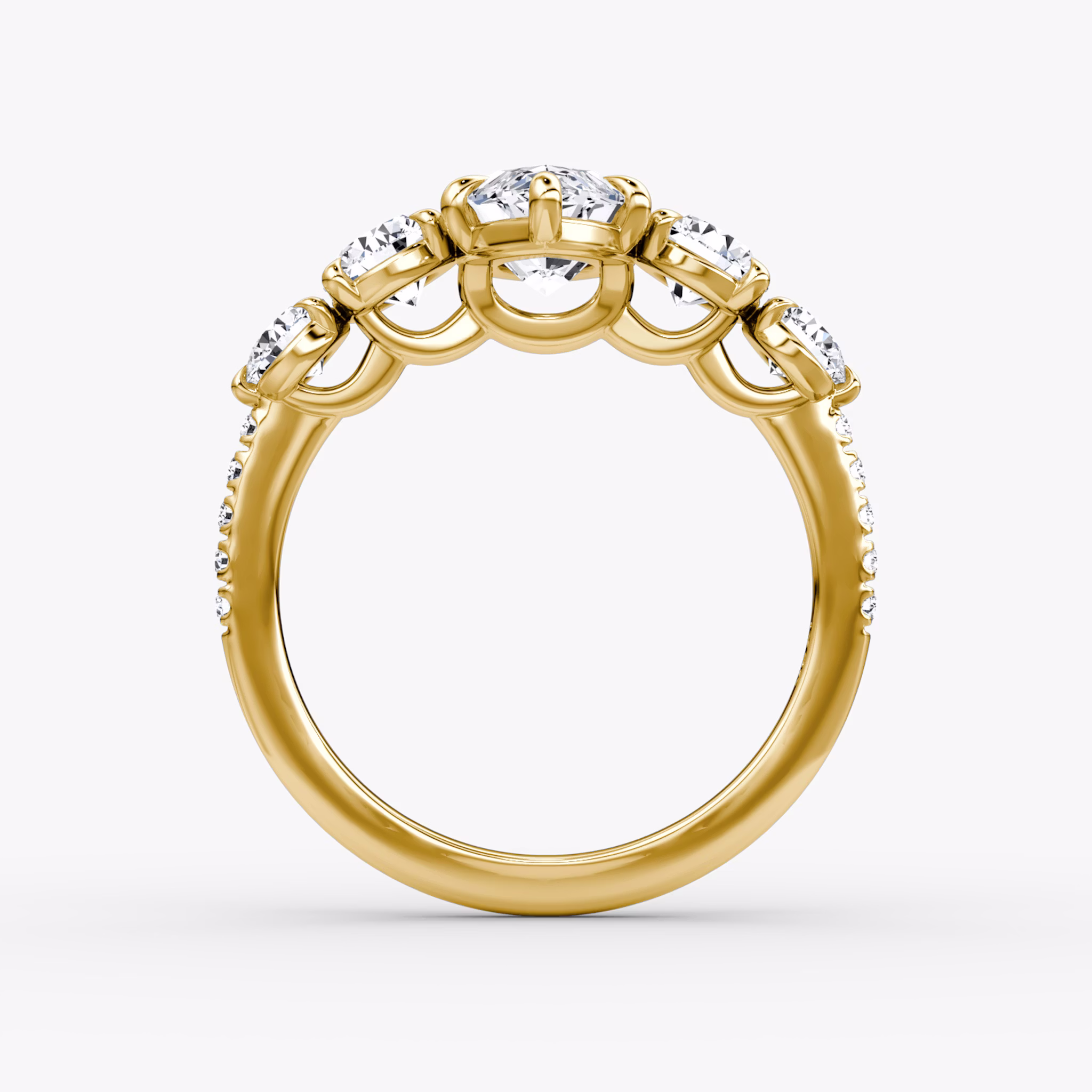 The Signature Five Stone | Marquise | 18k | Yellow Gold | bandAccent: Pavé | diamondOrientation: vertical | caratWeight: other