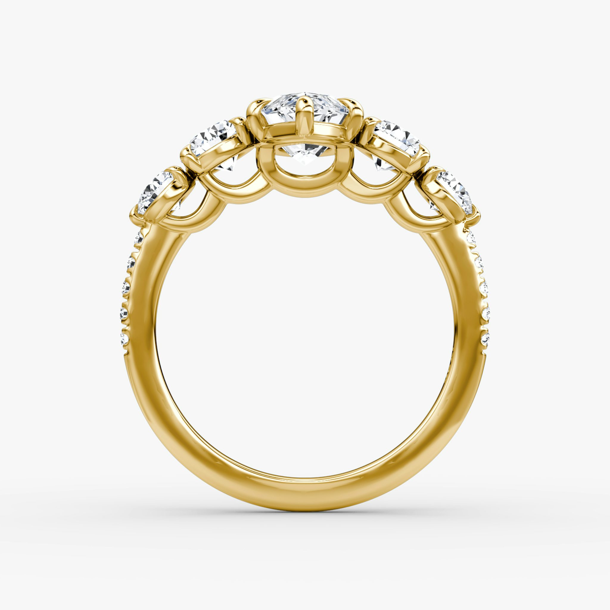 The Signature Five Stone | Marquise | 18k | Yellow Gold | bandAccent: Pavé | diamondOrientation: vertical | caratWeight: other