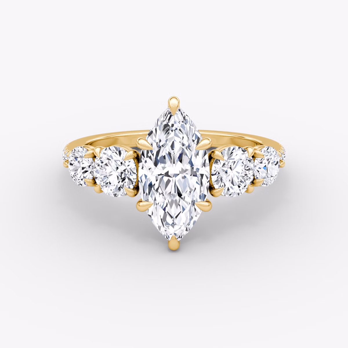 The Signature Five Stone | Marquise | 18k | Yellow Gold | bandAccent: Pavé | diamondOrientation: vertical | caratWeight: other