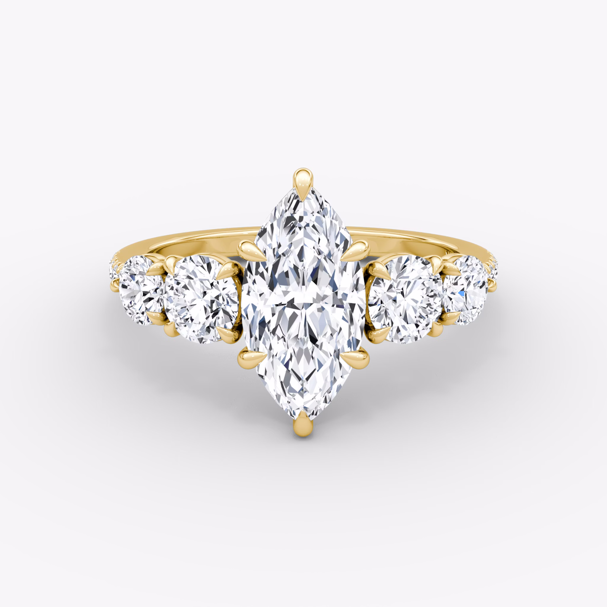 The Signature Five Stone | Marquise | 18k | Yellow Gold | bandAccent: Pavé | diamondOrientation: vertical | caratWeight: other