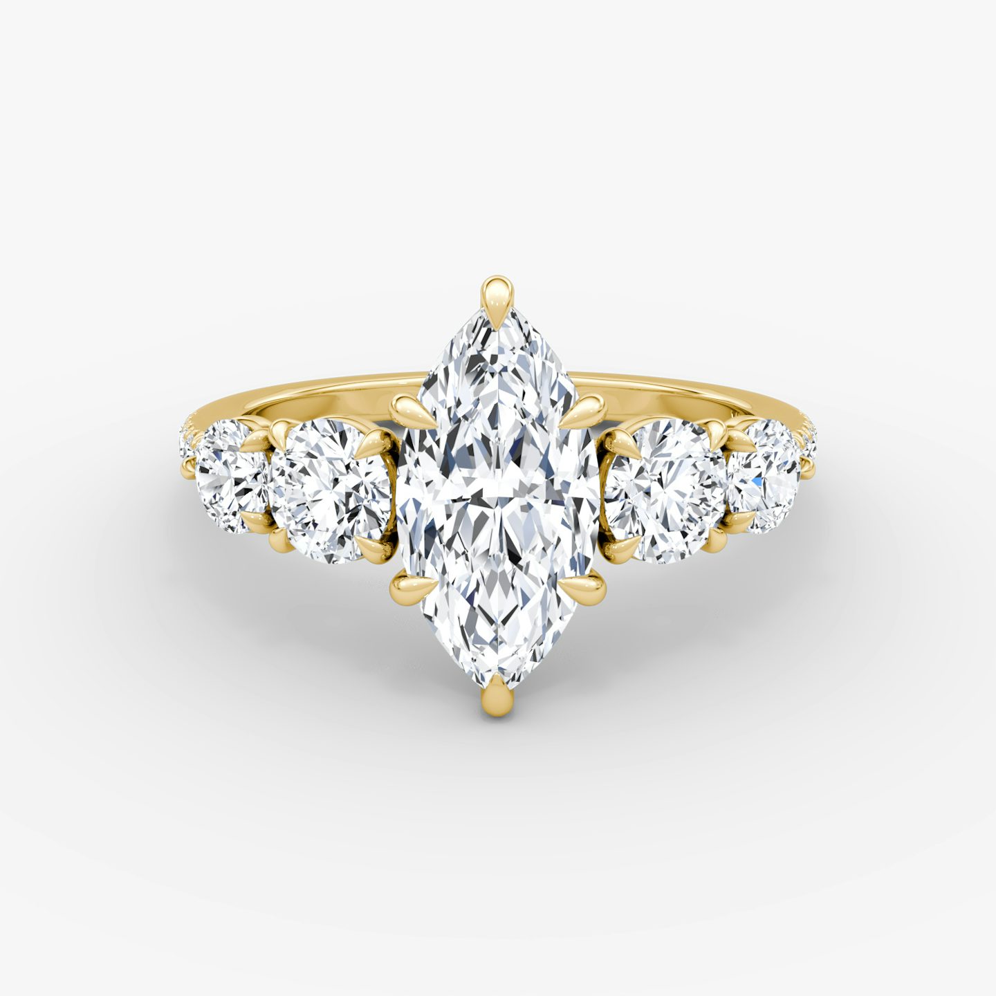 Anillo de compromiso Signature Five Stone | Marquise | 18k | Oro amarillo | bandAccent: Pavé | diamondOrientation: vertical | caratWeight: other