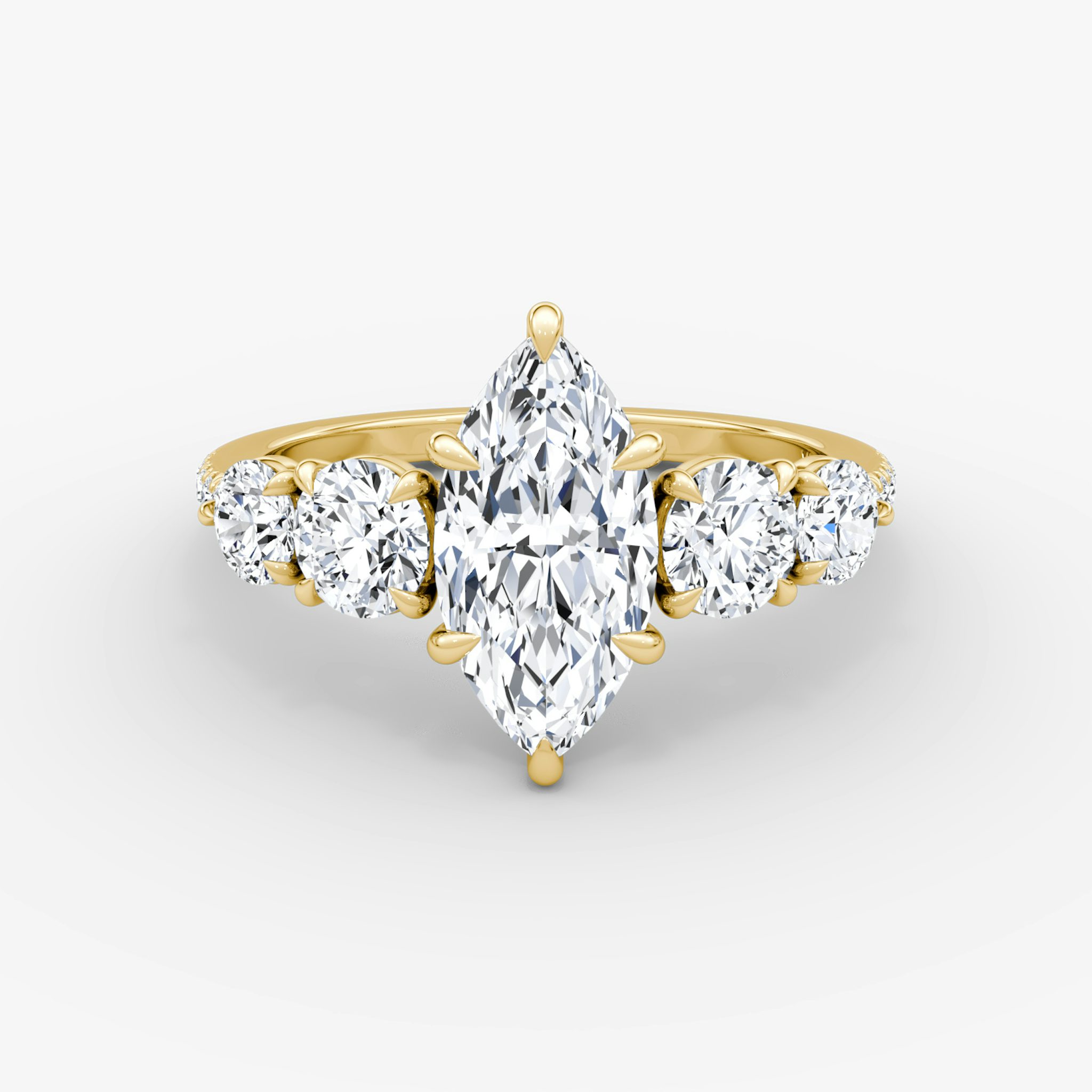 The Signature Five Stone | Marquise | 18k | Yellow Gold | bandAccent: Pavé | diamondOrientation: vertical | caratWeight: other