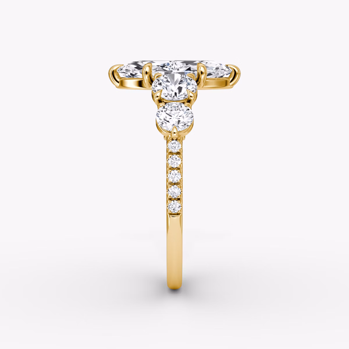 The Signature Five Stone | Marquise | 18k | Yellow Gold | bandAccent: Pavé | diamondOrientation: vertical | caratWeight: other