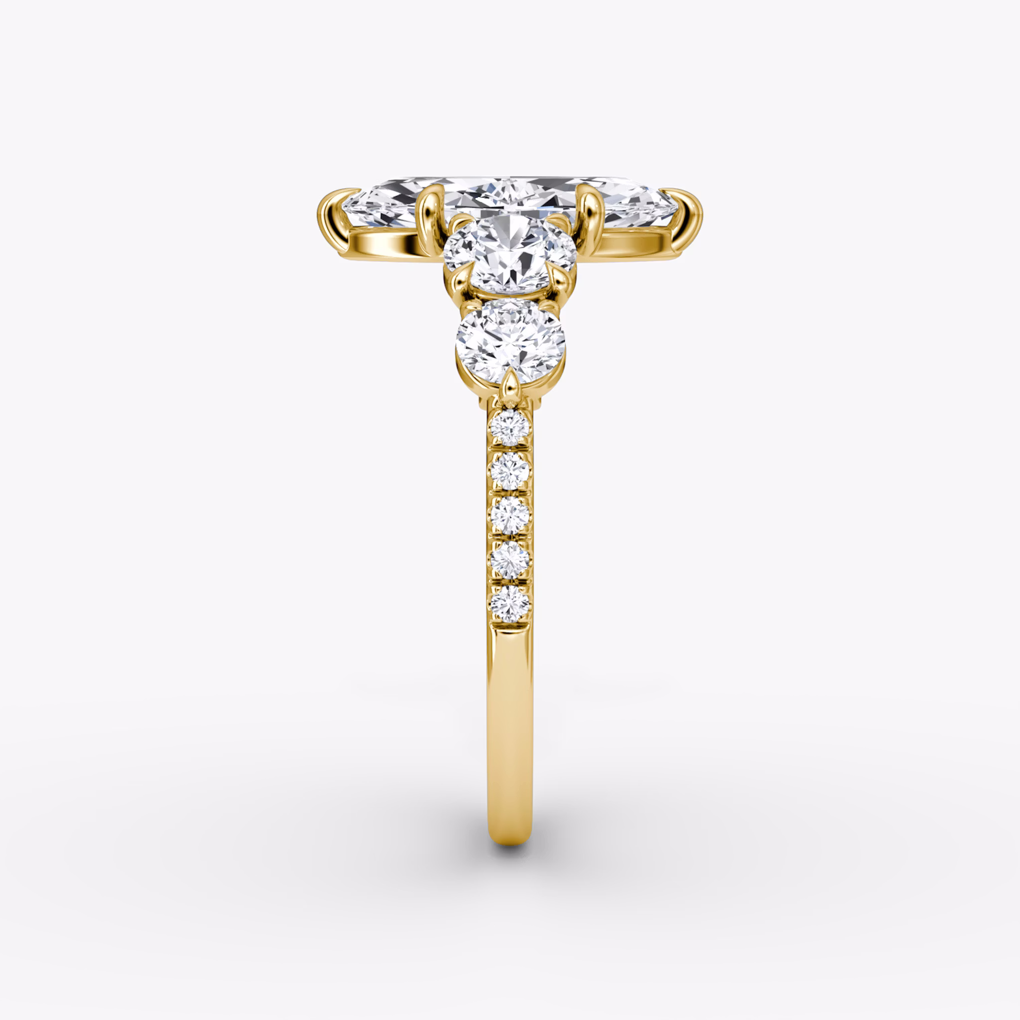The Signature Five Stone | Marquise | 18k | Yellow Gold | bandAccent: Pavé | diamondOrientation: vertical | caratWeight: other