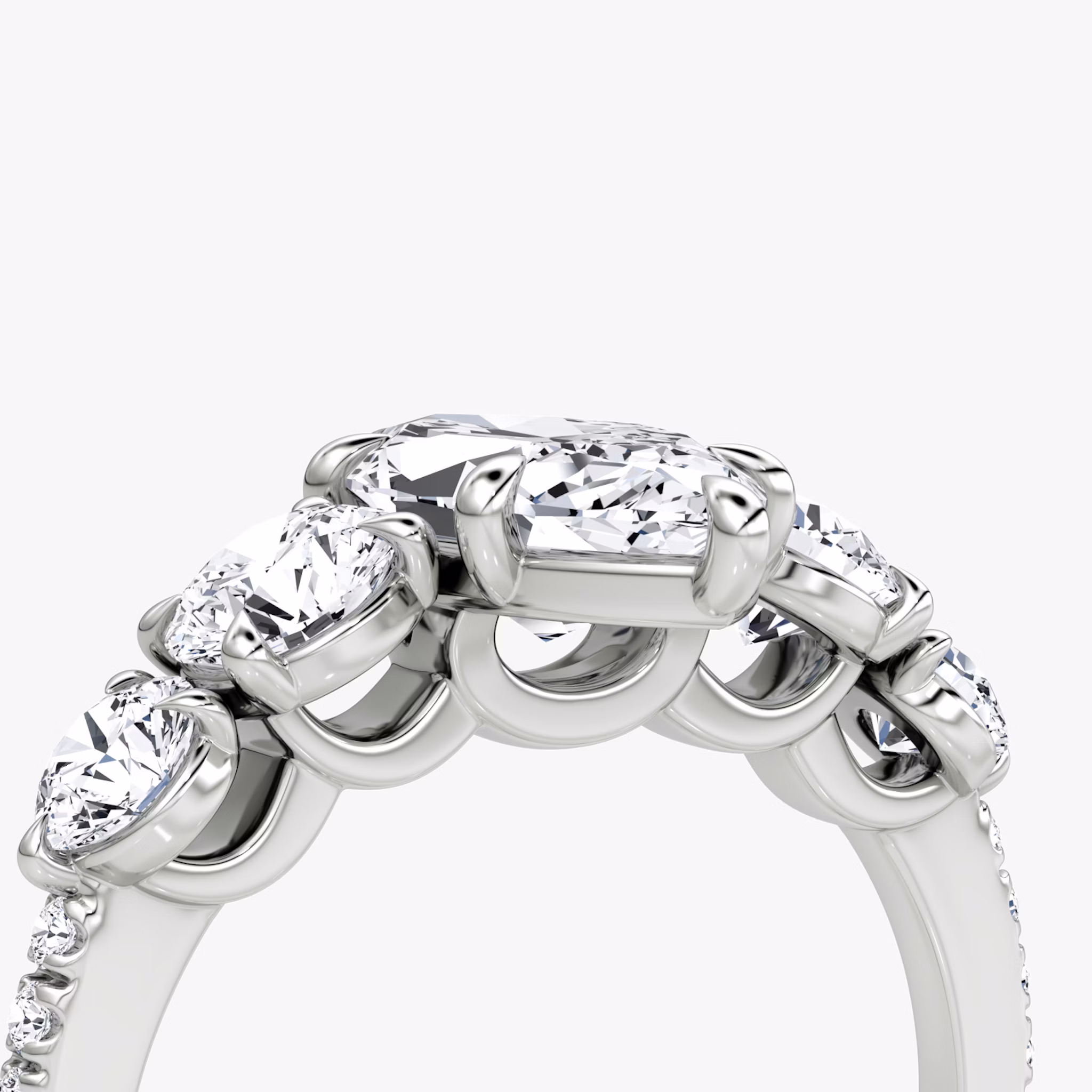 The Signature Five Stone | Marquise | 18k | White Gold | bandAccent: Pavé | diamondOrientation: vertical | caratWeight: other