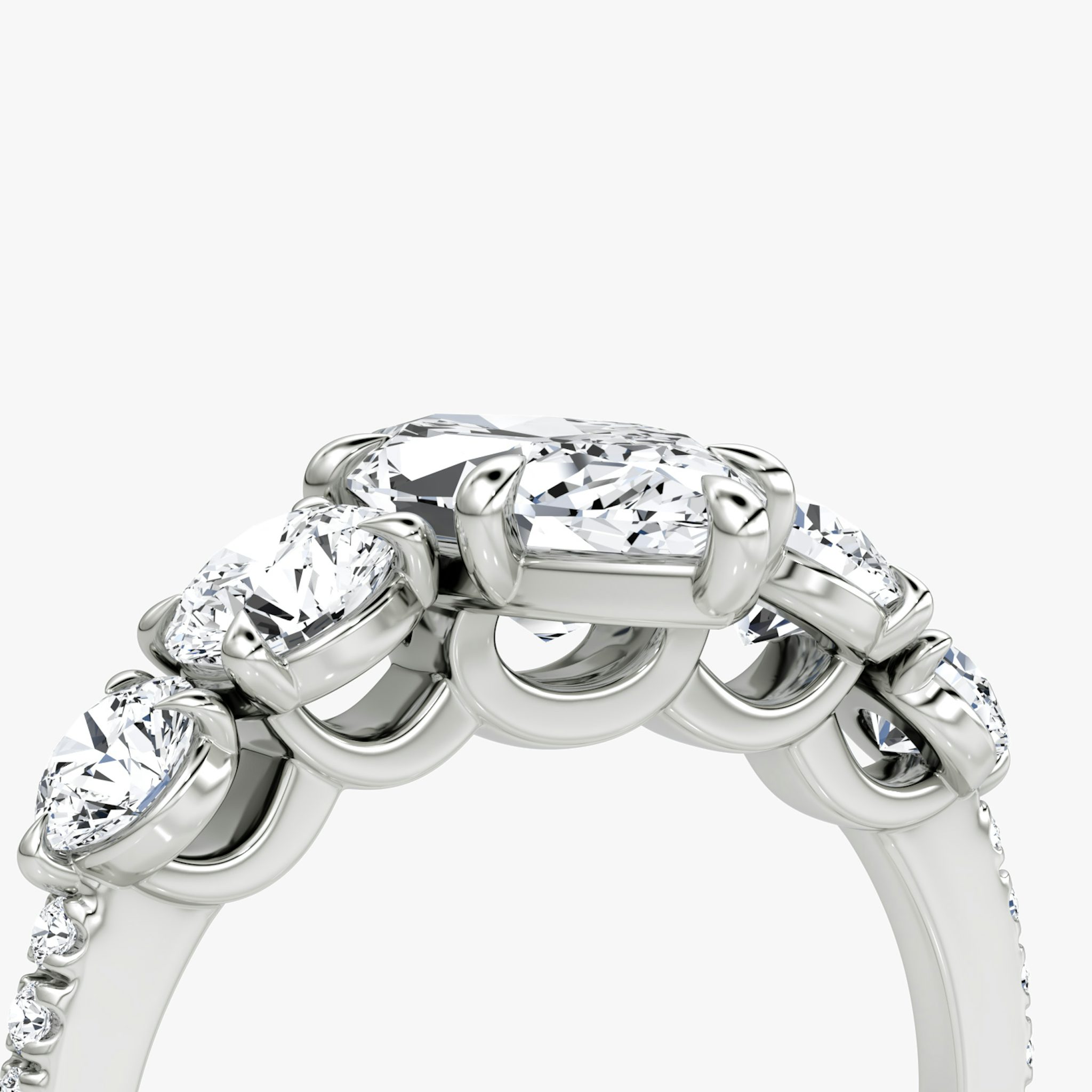 The Signature Five Stone | Marquise | 18k | White Gold | bandAccent: Pavé | diamondOrientation: vertical | caratWeight: other