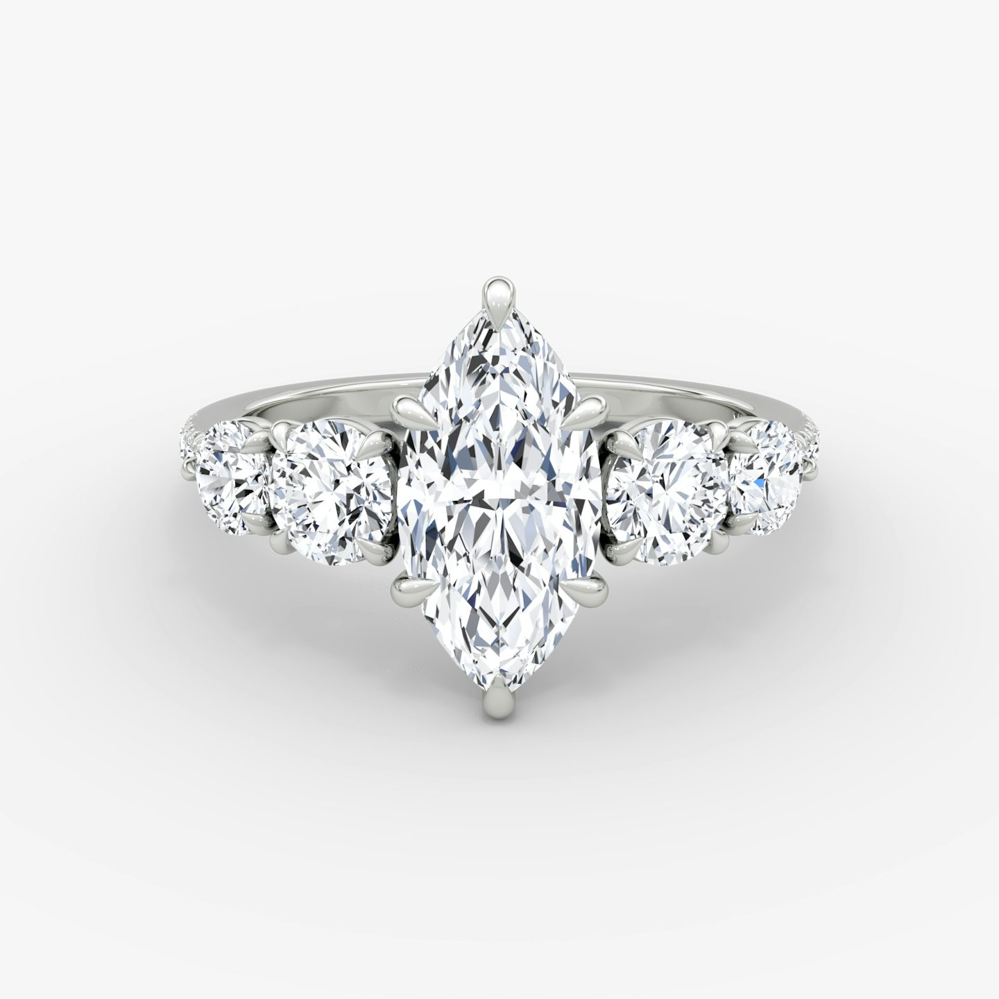Anillo de compromiso Signature Five Stone | Marquise | Platino | bandAccent: Pavé | diamondOrientation: vertical | caratWeight: other