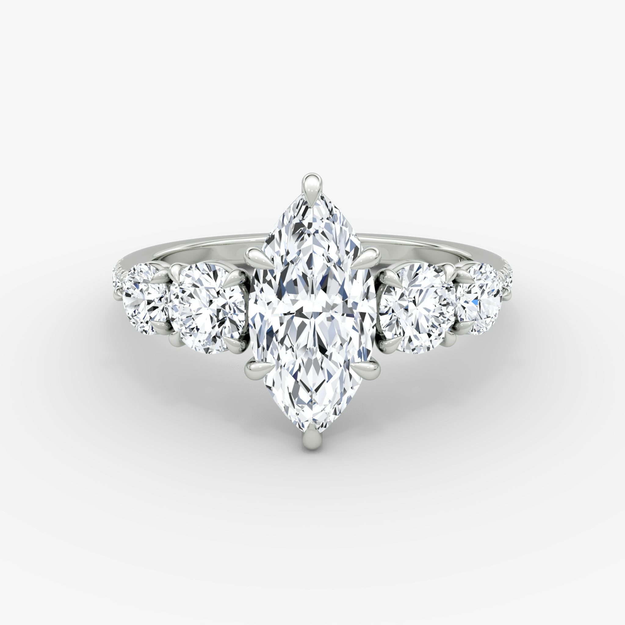 The Signature Five Stone | Marquise | 18k | White Gold | bandAccent: Pavé | diamondOrientation: vertical | caratWeight: other