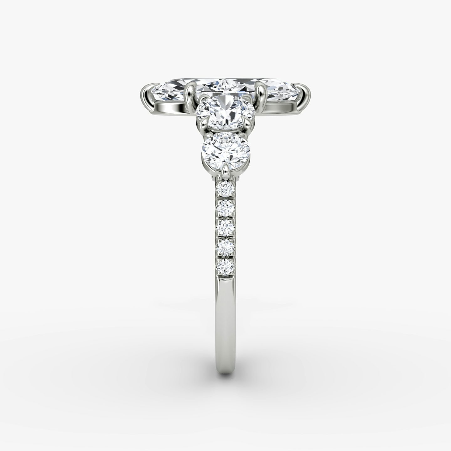 Anillo de compromiso Signature Five Stone | Marquise | Platino | bandAccent: Pavé | diamondOrientation: vertical | caratWeight: other