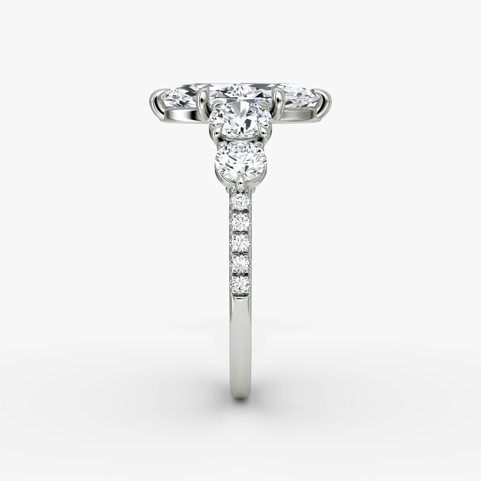 The Signature Five Stone | Marquise | 18k | White Gold | bandAccent: Pavé | diamondOrientation: vertical | caratWeight: other