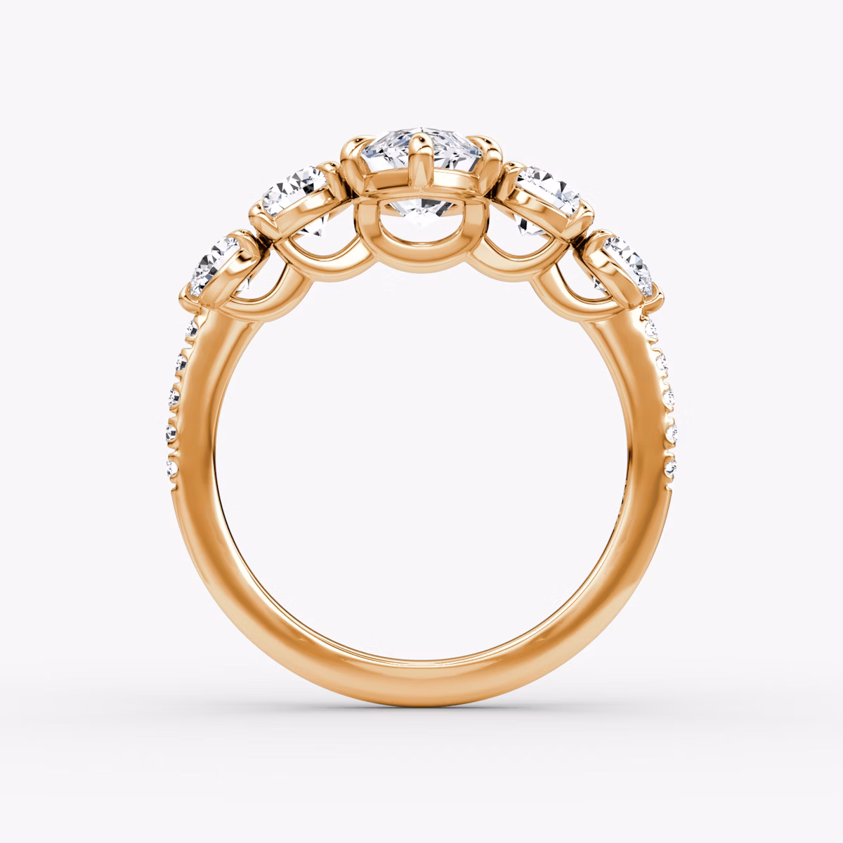 The Signature Five Stone | Marquise | 14k | Rose Gold | bandAccent: Pavé | diamondOrientation: vertical | caratWeight: other