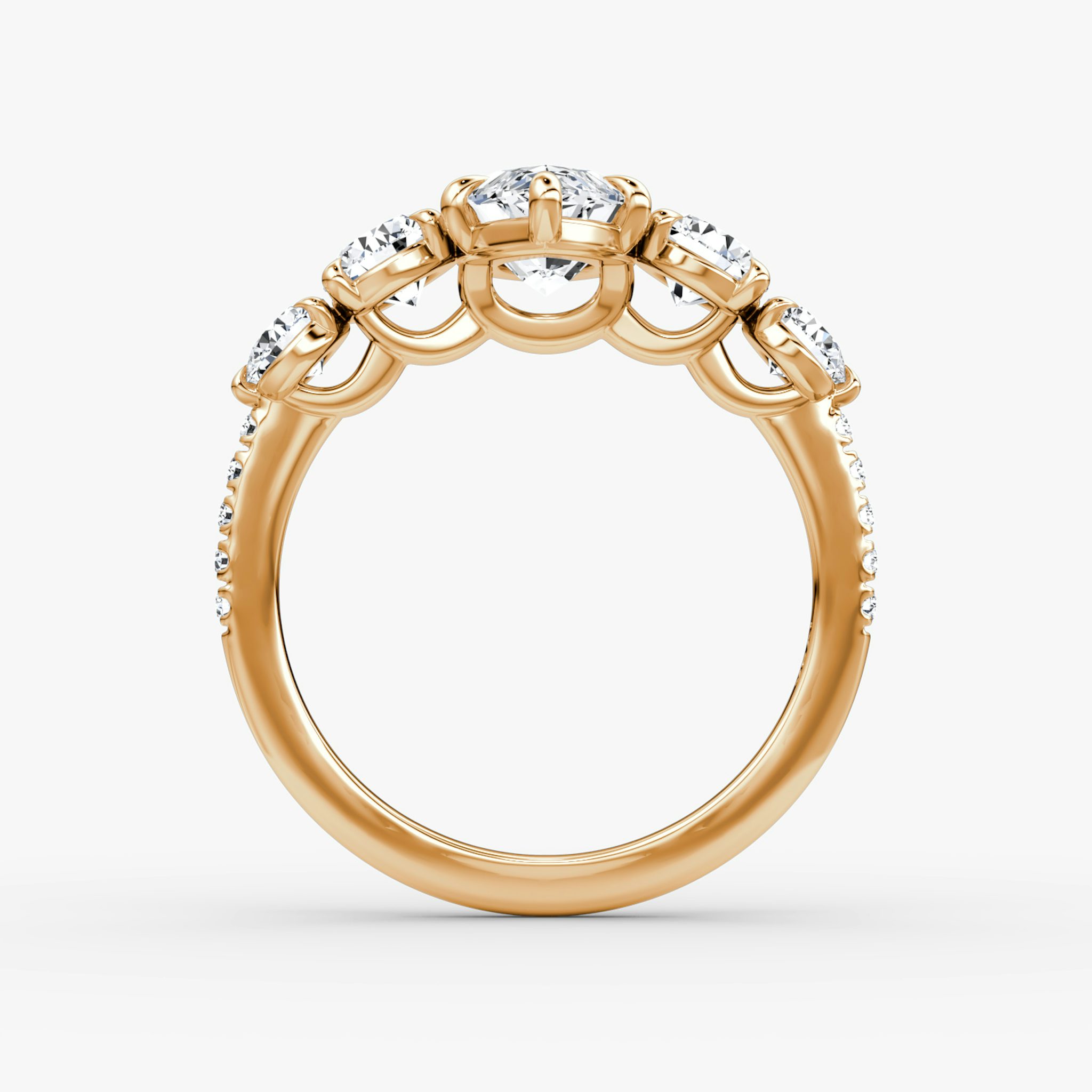 The Signature Five Stone | Marquise | 14k | Rose Gold | bandAccent: Pavé | diamondOrientation: vertical | caratWeight: other