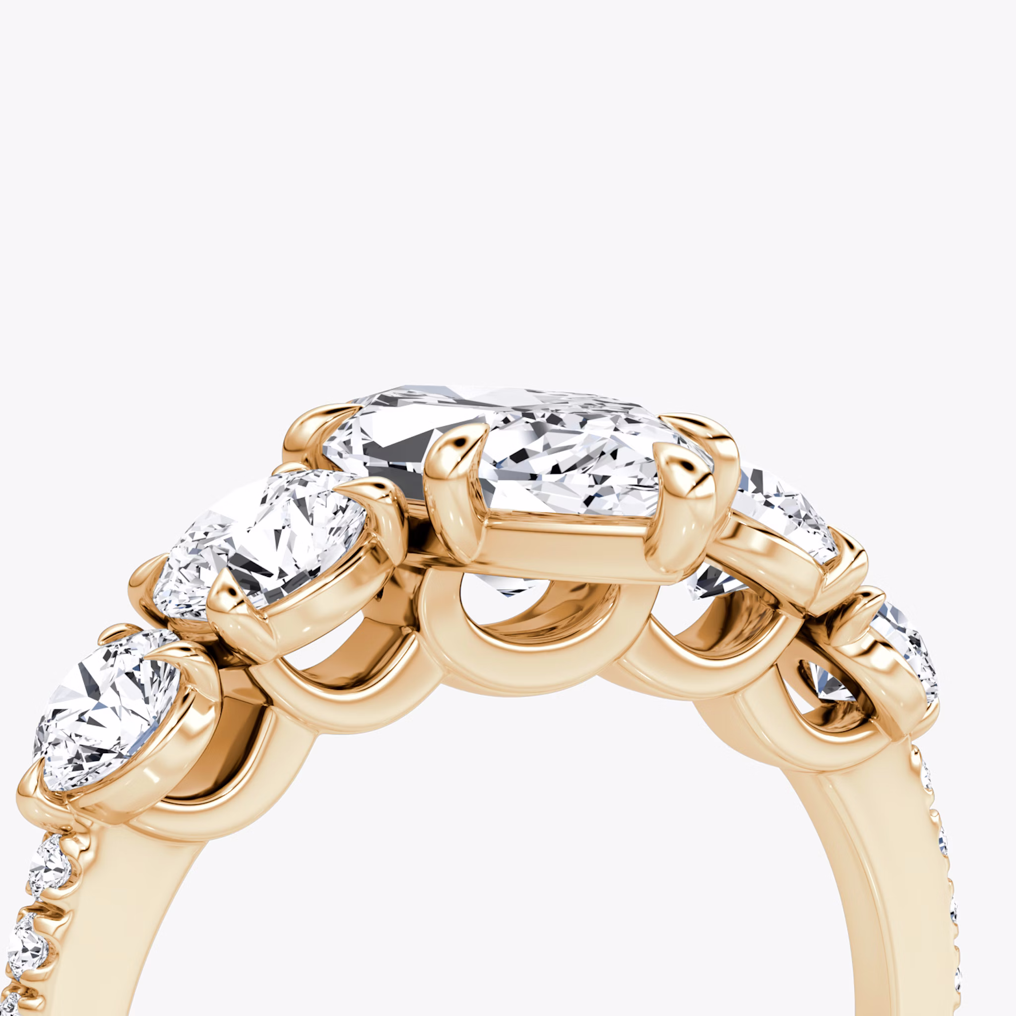 The Signature Five Stone | Marquise | 14k | Rose Gold | bandAccent: Pavé | diamondOrientation: vertical | caratWeight: other