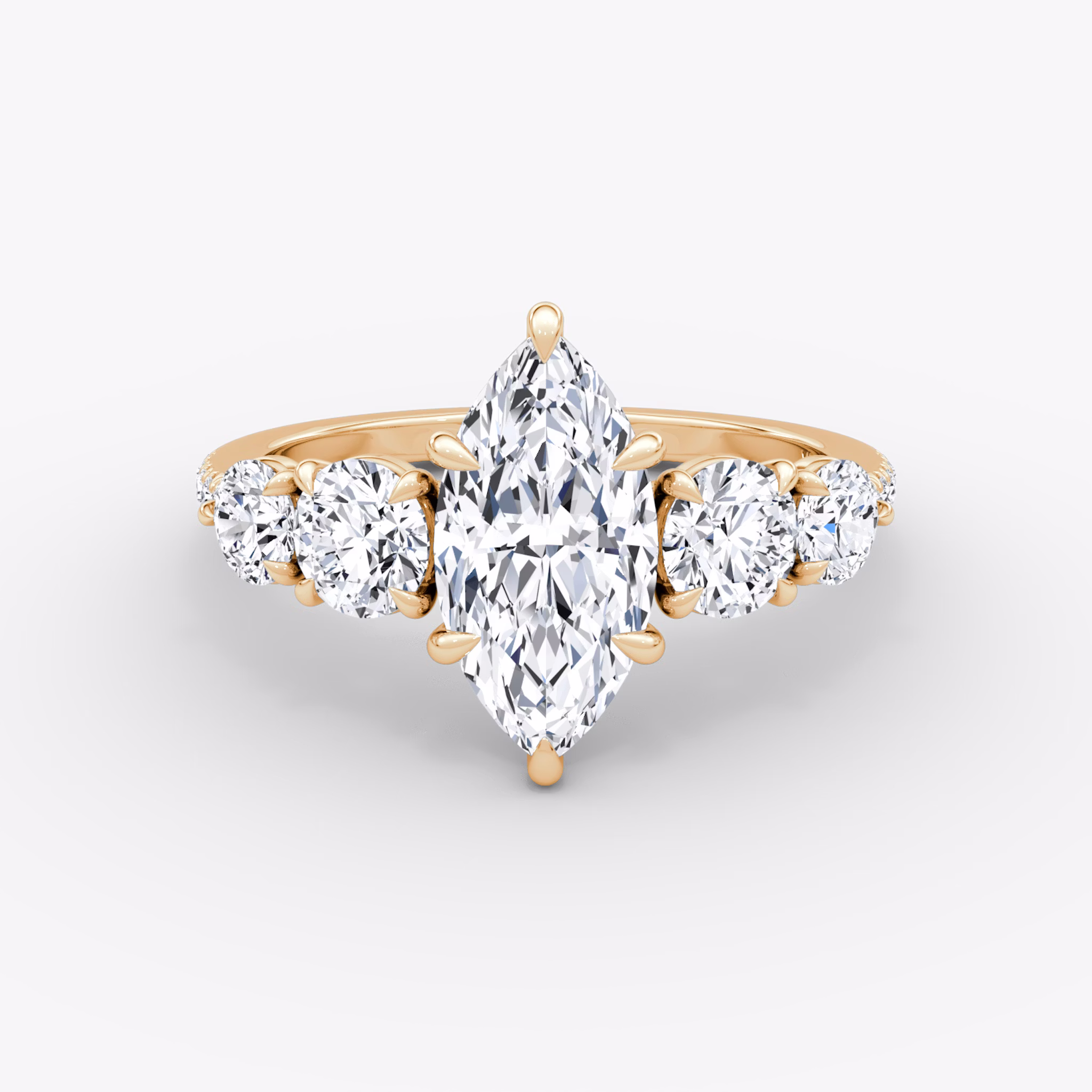 The Signature Five Stone | Marquise | 14k | Rose Gold | bandAccent: Pavé | diamondOrientation: vertical | caratWeight: other