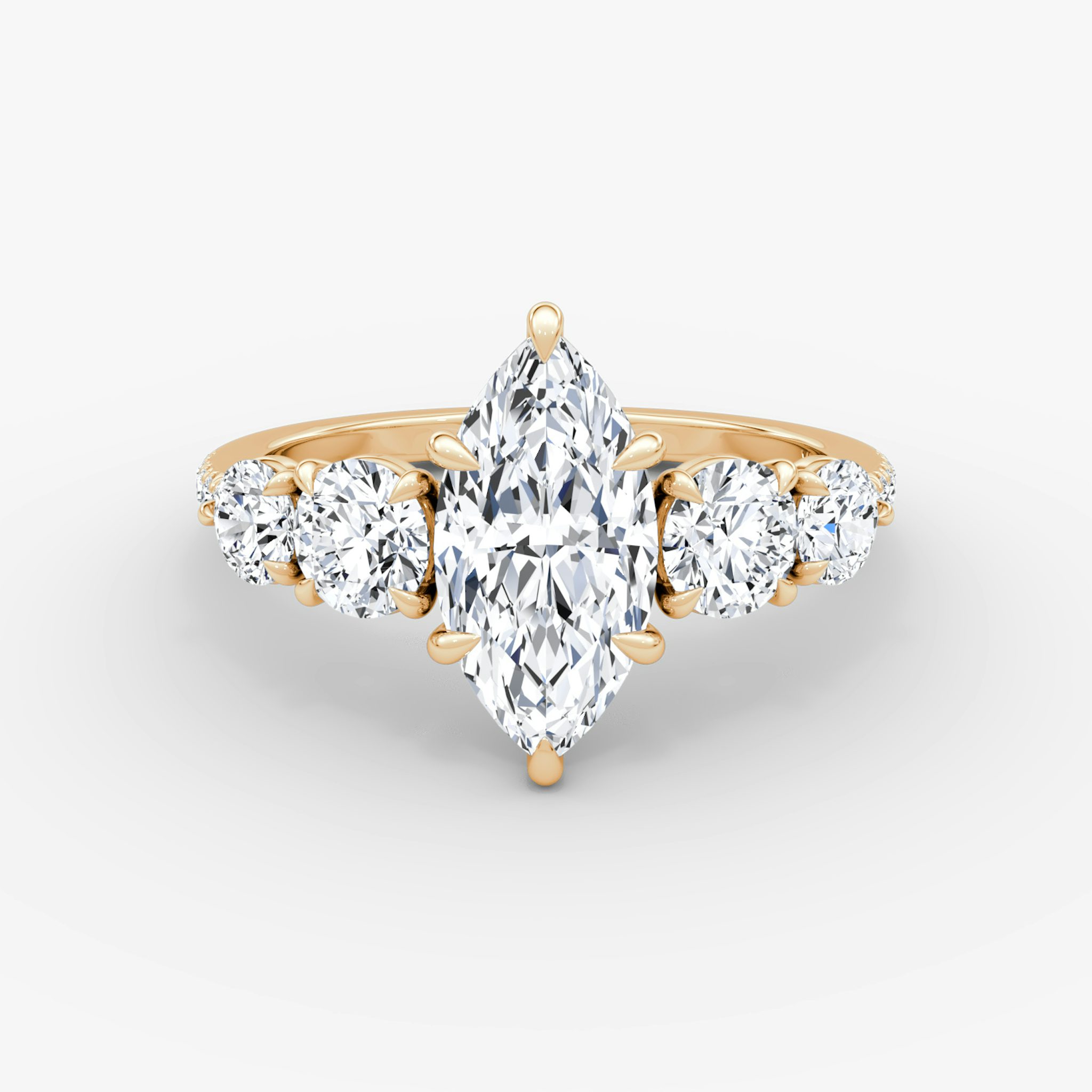 The Signature Five Stone | Marquise | 14k | Rose Gold | bandAccent: Pavé | diamondOrientation: vertical | caratWeight: other