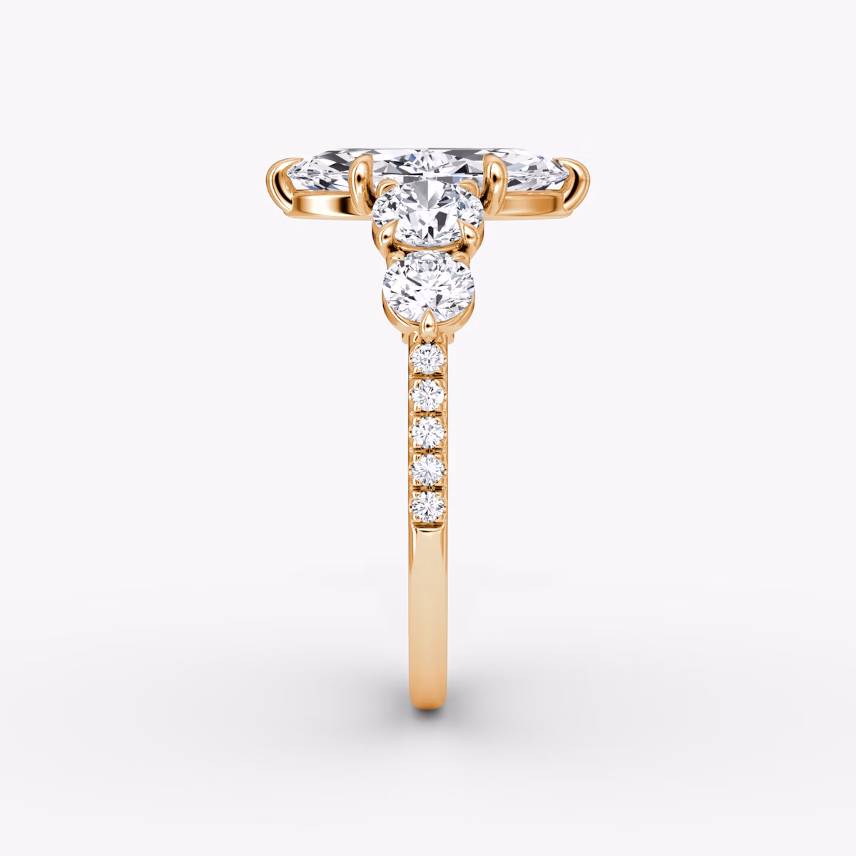 The Signature Five Stone | Marquise | 14k | Rose Gold | bandAccent: Pavé | diamondOrientation: vertical | caratWeight: other