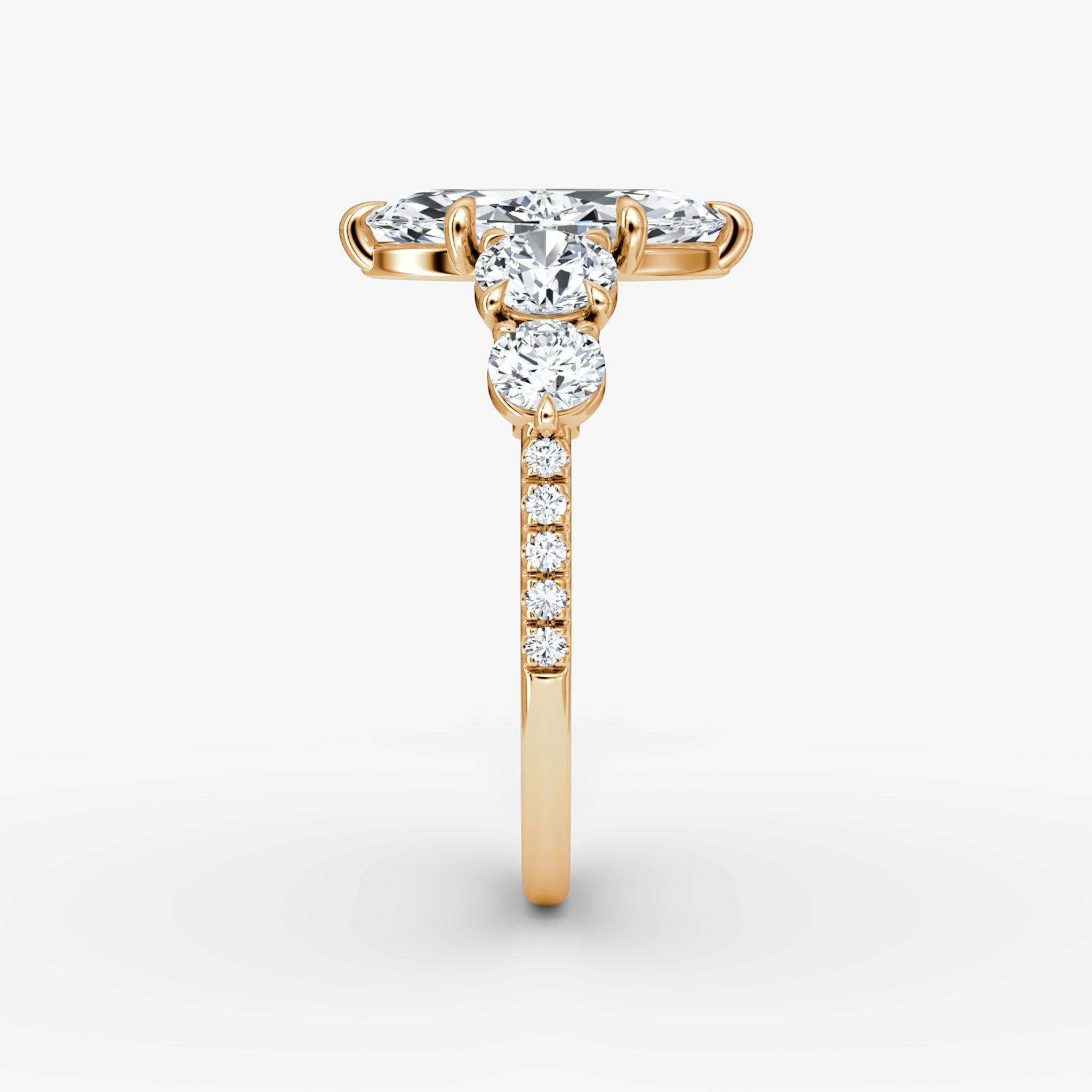 The Signature Five Stone | Marquise | 14k | Rose Gold | bandAccent: Pavé | diamondOrientation: vertical | caratWeight: other