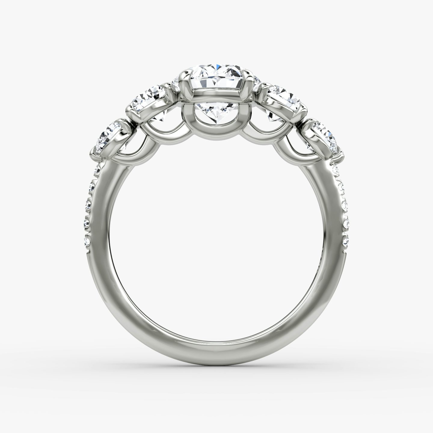 The Signature Five Stone | Oval | Platinum | bandAccent: Pavé | diamondOrientation: vertical | caratWeight: other