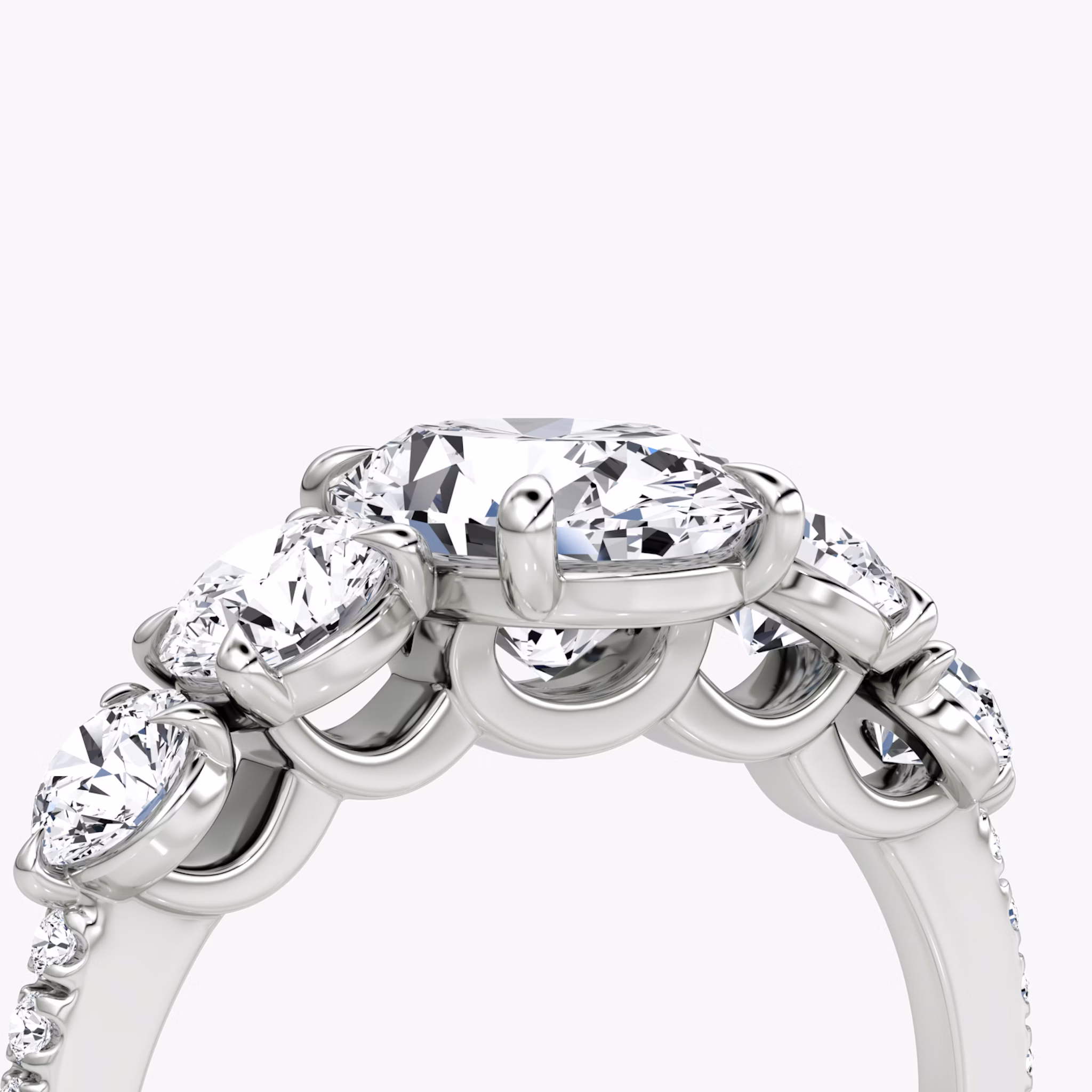 The Signature Five Stone | Oval | 18k | White Gold | bandAccent: Pavé | diamondOrientation: vertical | caratWeight: other
