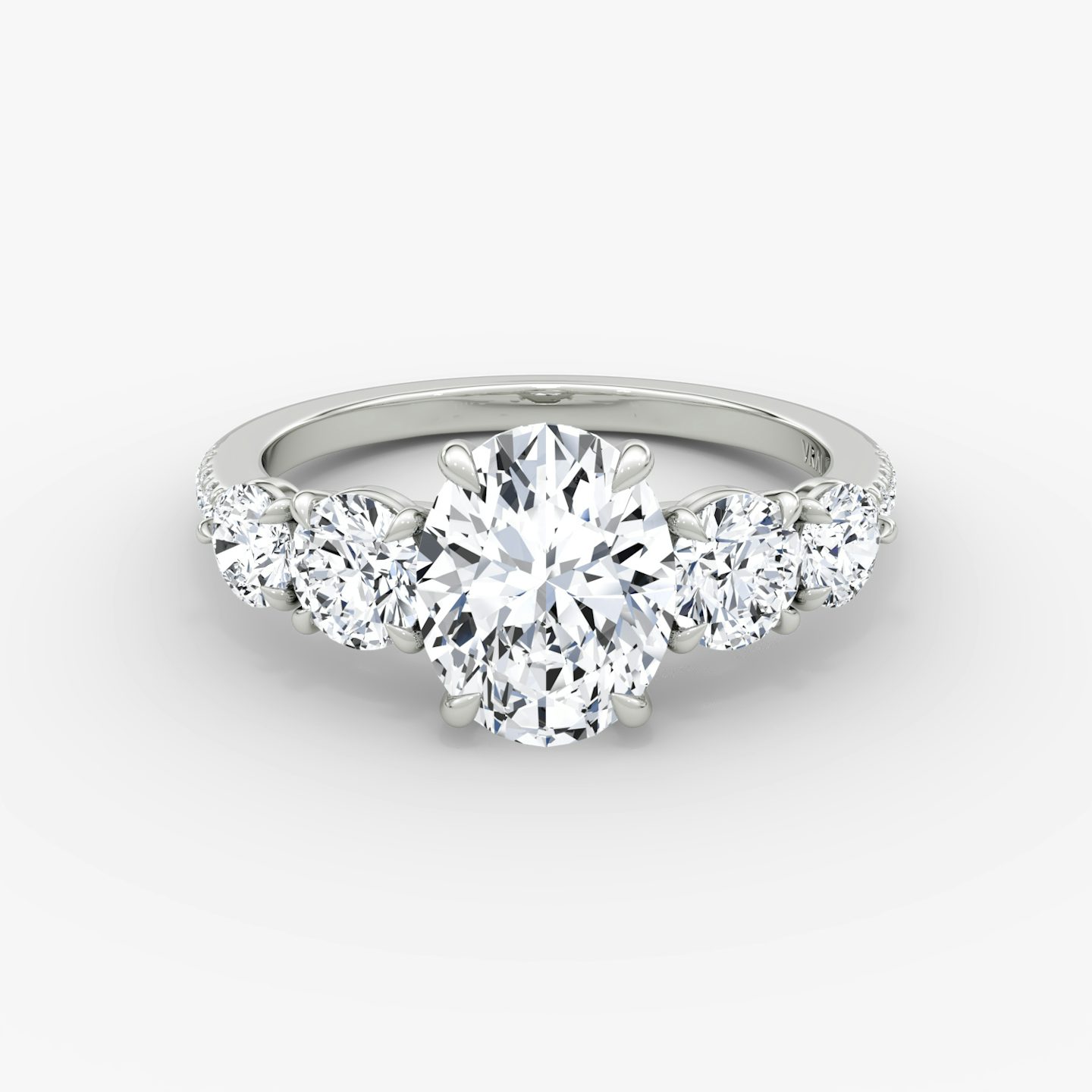 The Signature Five Stone | Oval | Platinum | bandAccent: Pavé | diamondOrientation: vertical | caratWeight: other
