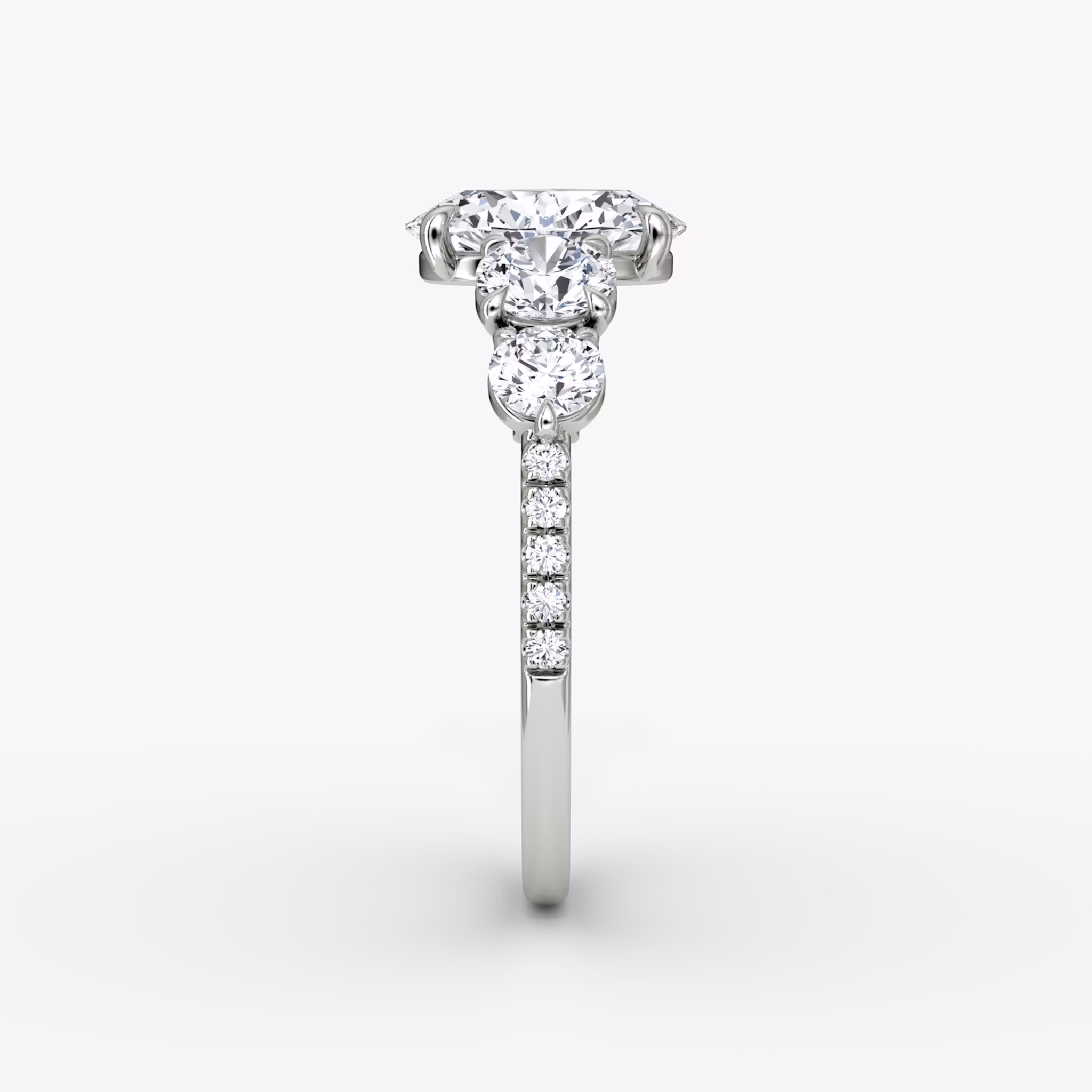 The Signature Five Stone | Oval | 18k | White Gold | bandAccent: Pavé | diamondOrientation: vertical | caratWeight: other