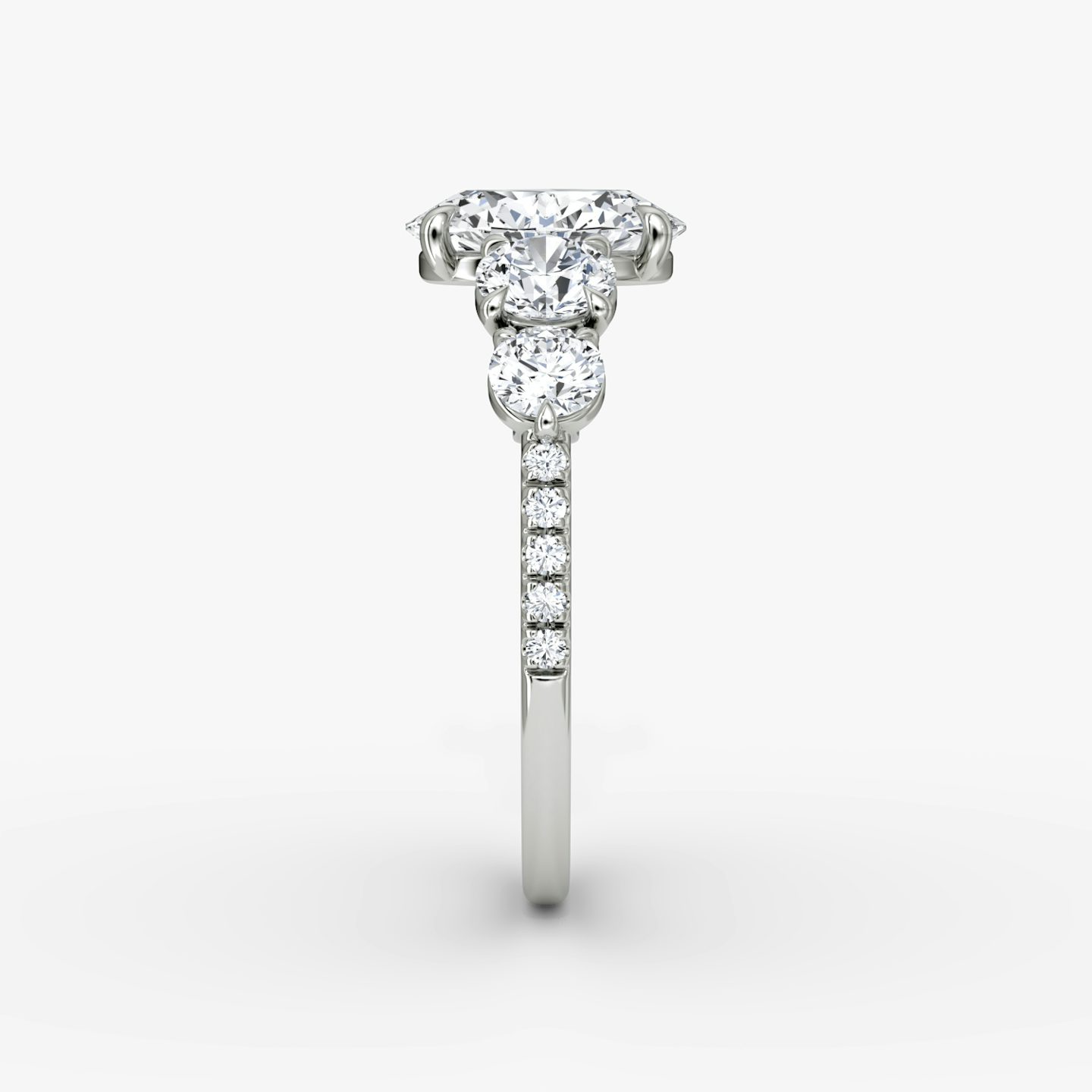 The Signature Five Stone | Oval | Platinum | bandAccent: Pavé | diamondOrientation: vertical | caratWeight: other