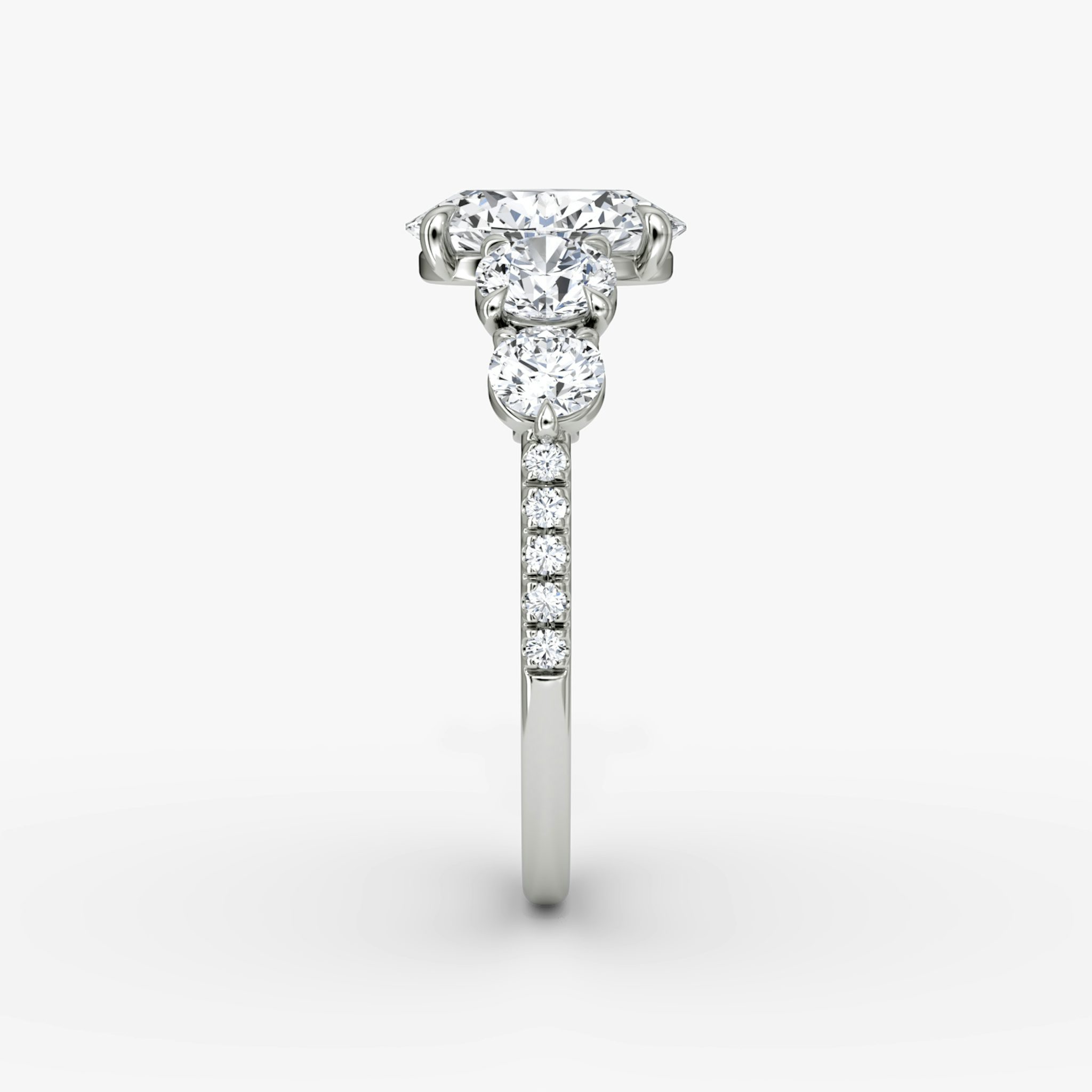 The Signature Five Stone | Oval | 18k | White Gold | bandAccent: Pavé | diamondOrientation: vertical | caratWeight: other