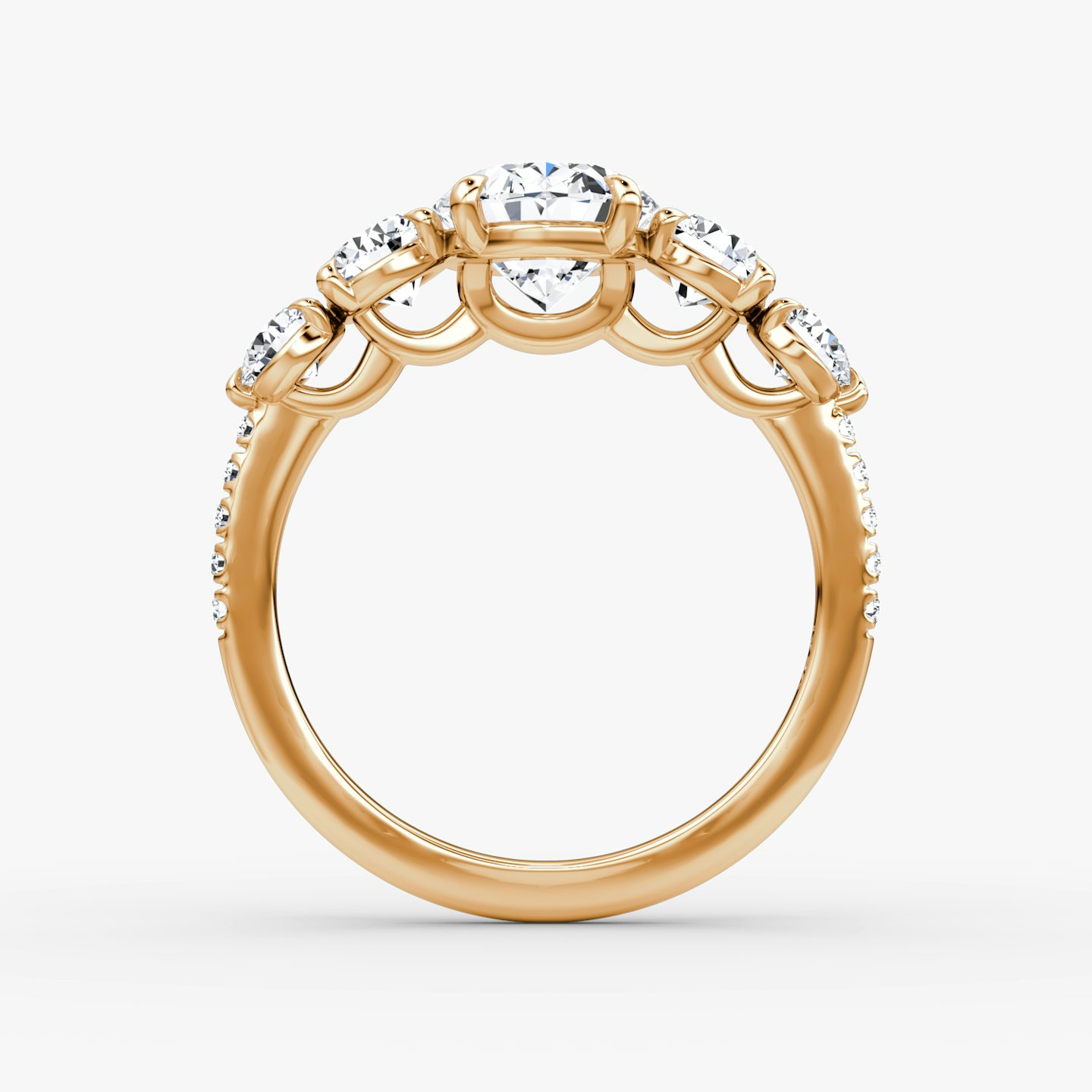 The Signature Five Stone | Oval | 14k | Rose Gold | bandAccent: Pavé | diamondOrientation: vertical | caratWeight: other