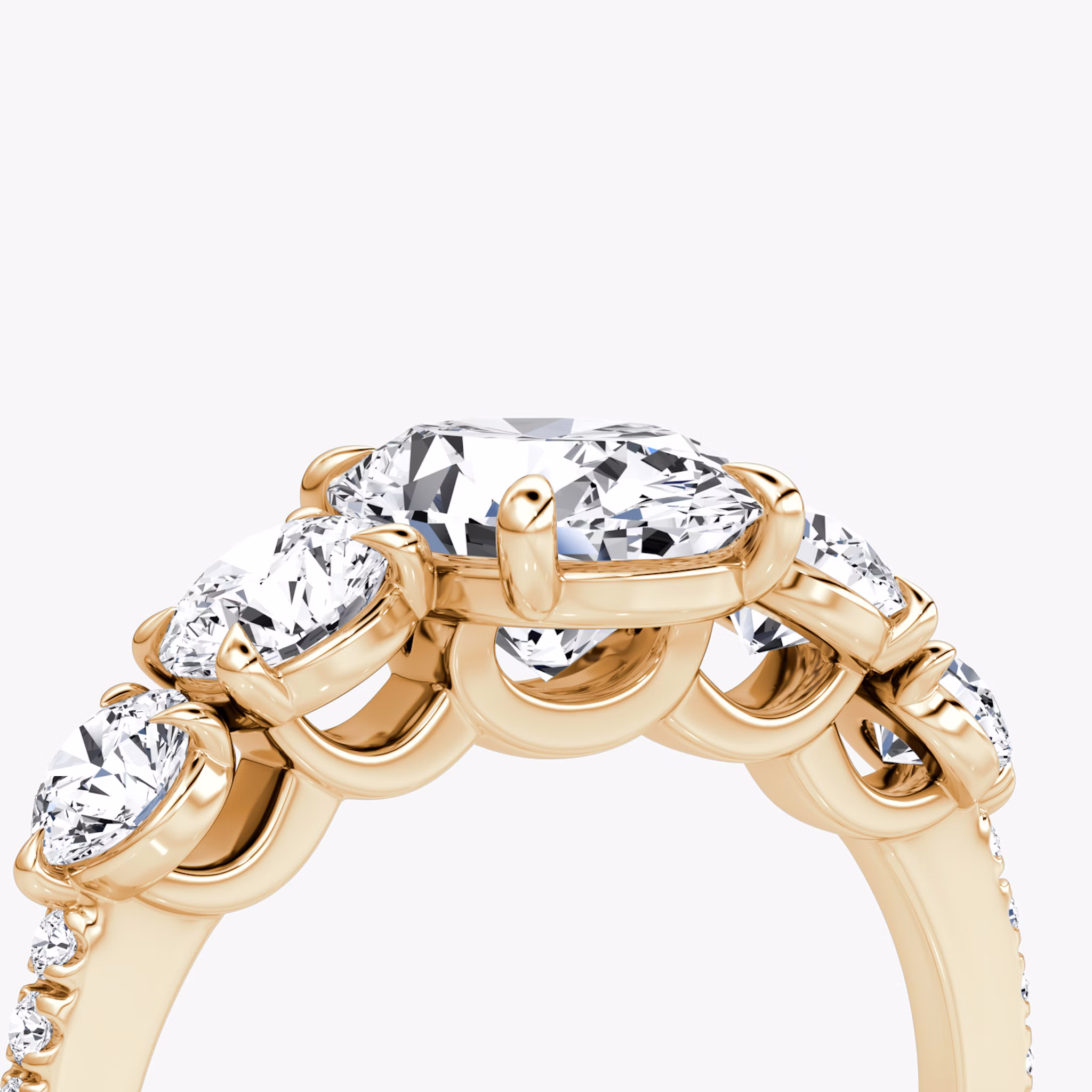 The Signature Five Stone | Oval | 14k | Rose Gold | bandAccent: Pavé | diamondOrientation: vertical | caratWeight: other